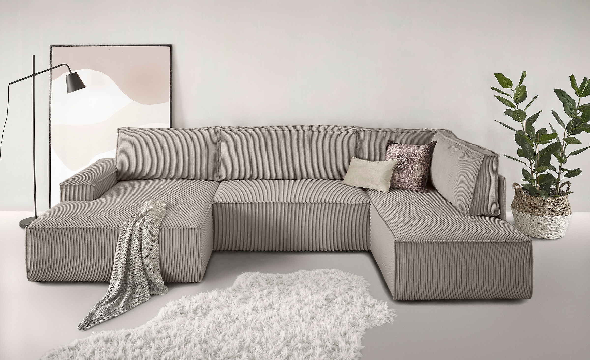 Home affaire Wohnlandschaft "SHERWOOD 329 cm, U-Form, Schlafsofa," Schlaffu günstig online kaufen