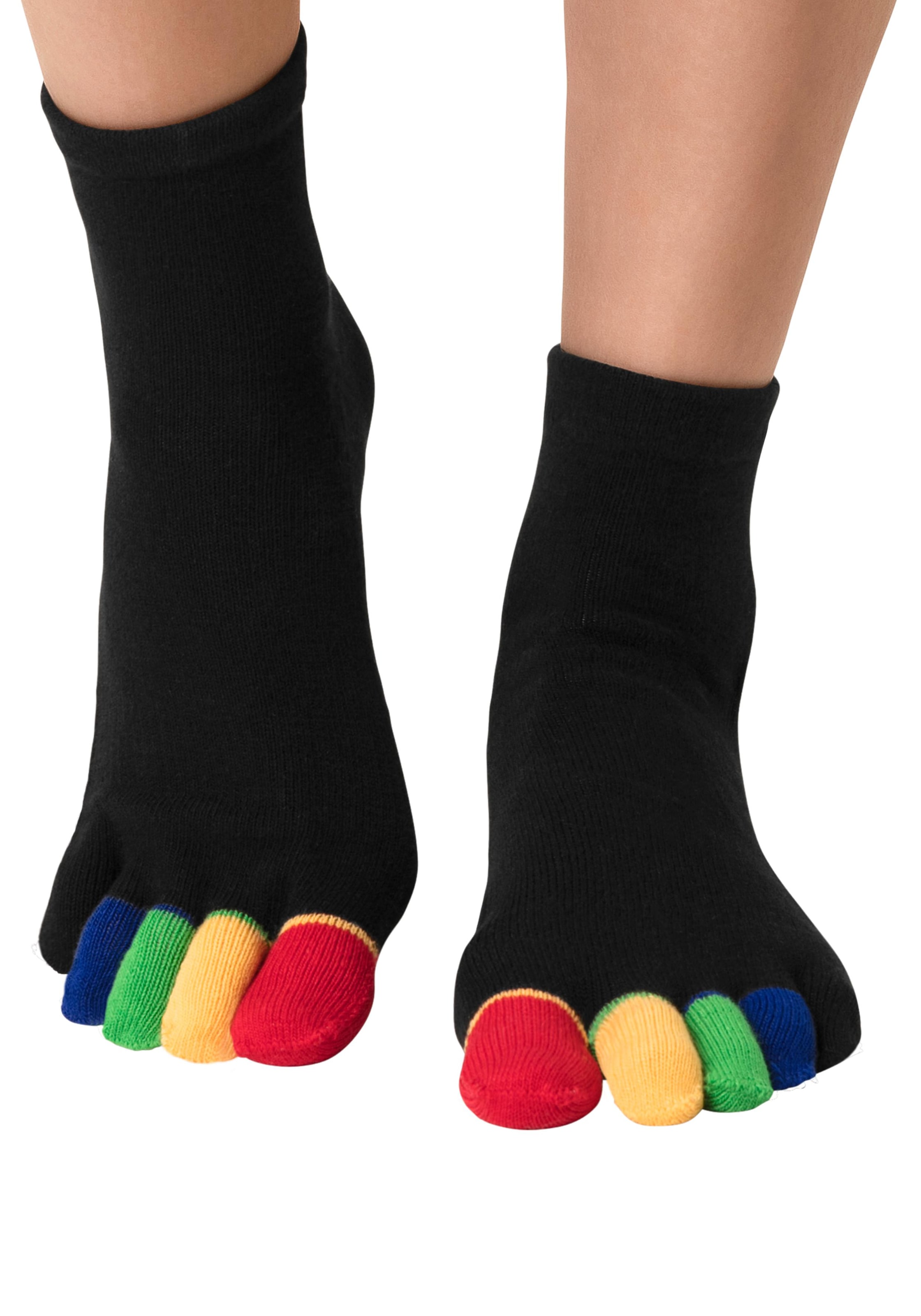 H.I.S Zehensocken "Fünf Finger Socken, Zehenspalt Design, Geeignet für den Alltag" Packung, 1 Paar tlg. im Streifenmuster weich und atmungsaktive Baumwolle