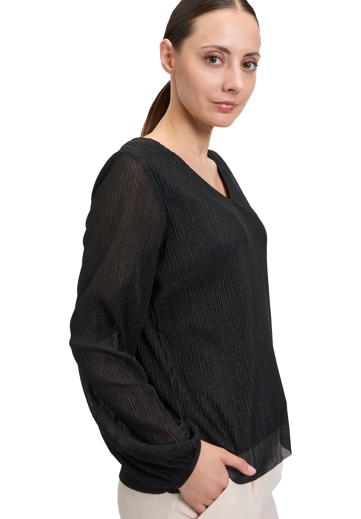 Betty&Co Kurzarmshirt »Betty & Co Blusenshirt mit Lurexfaden«, (1 tlg.), Glitzer