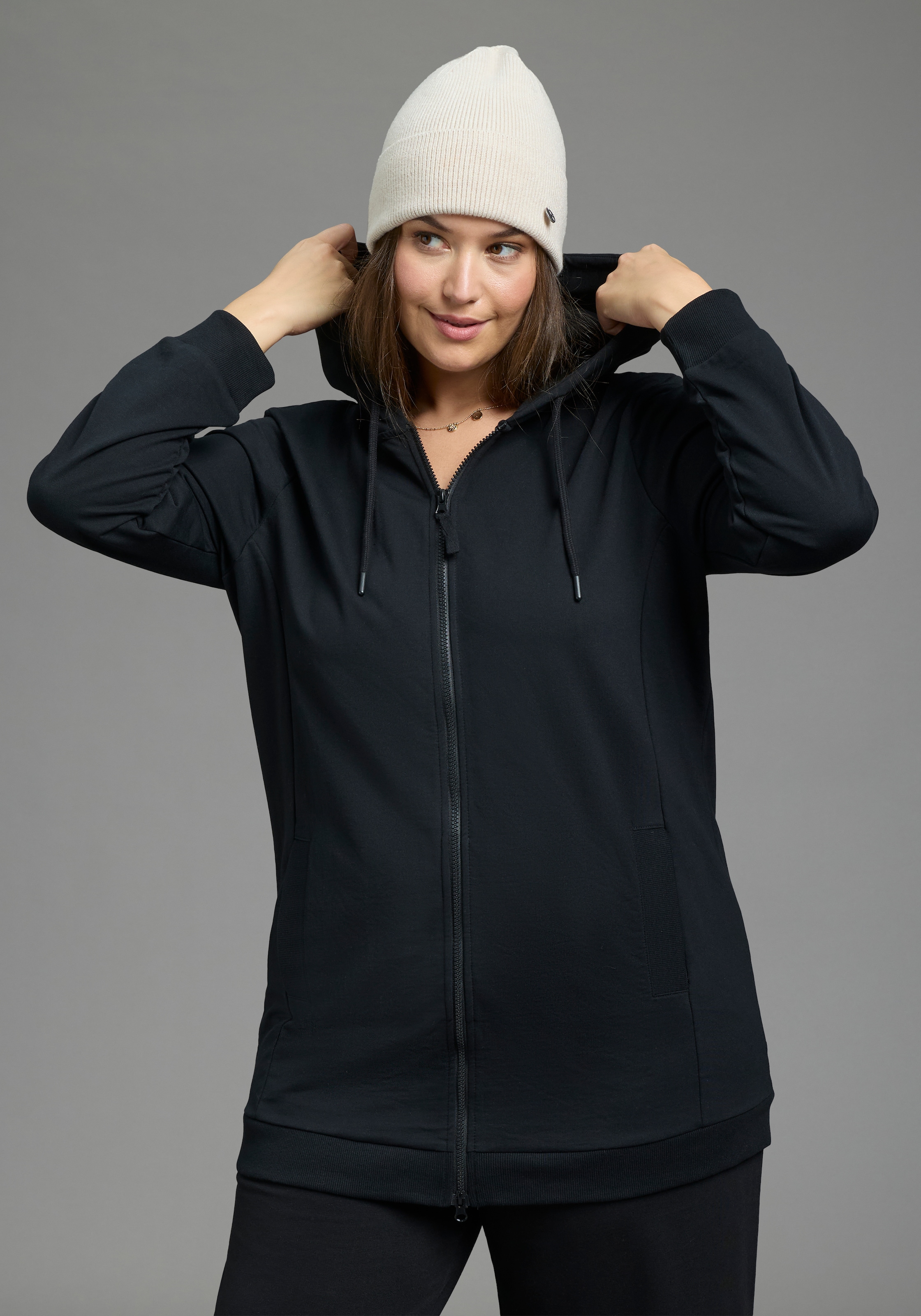Laura Scott CURVE Kapuzensweatjacke "Große Größen" im Oversized Look aus weicher Baumwolle