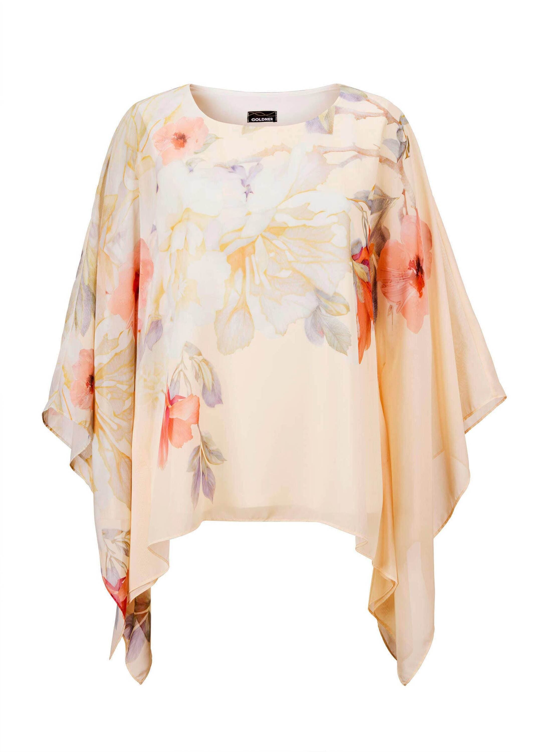 GOLDNER "Chiffonbluse mit floralem Design" Überwurf