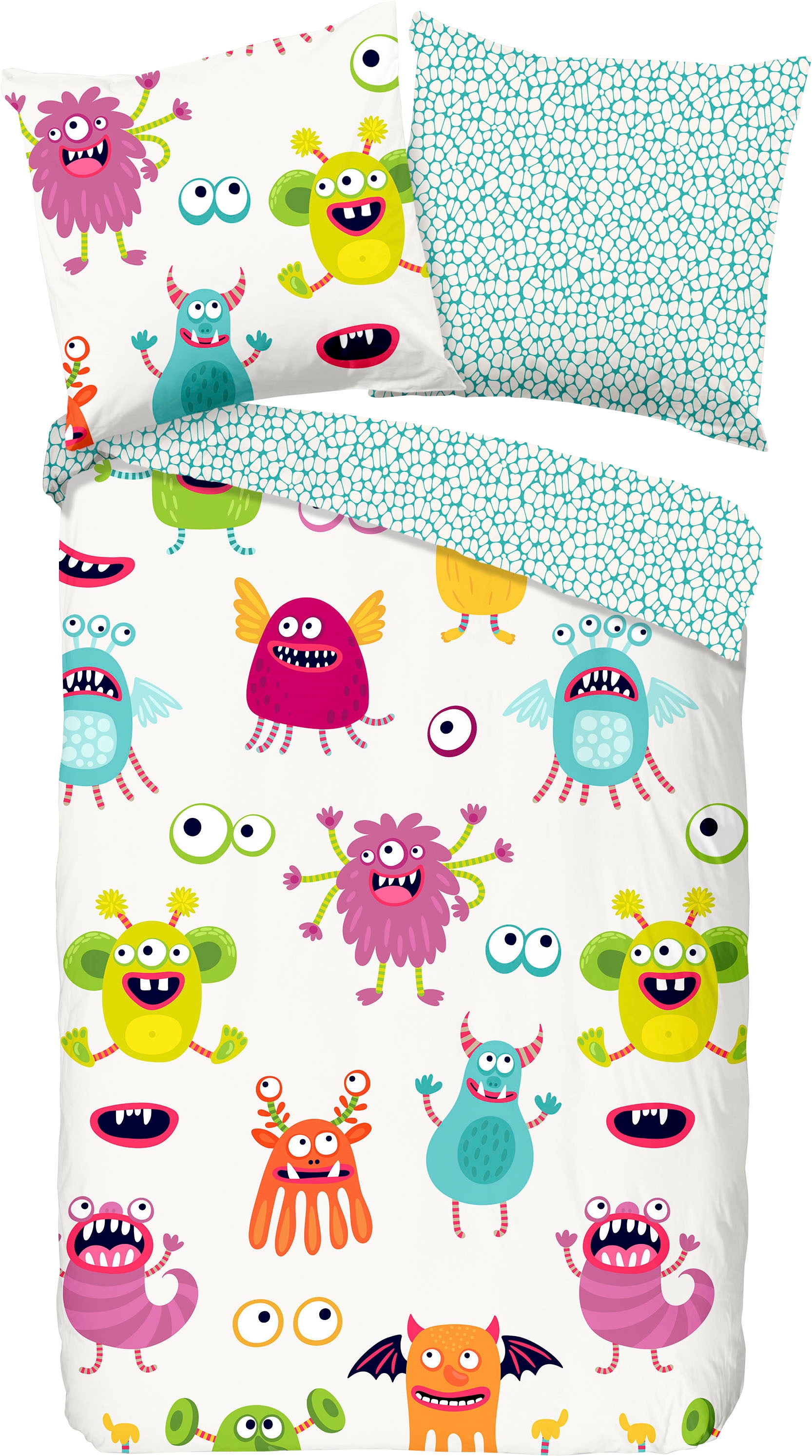 good morning Kinderbettwäsche »Booh«, 100% Baumwolle, 100x135, Reißverschluss, Wendeoptik, Baby, Monster
