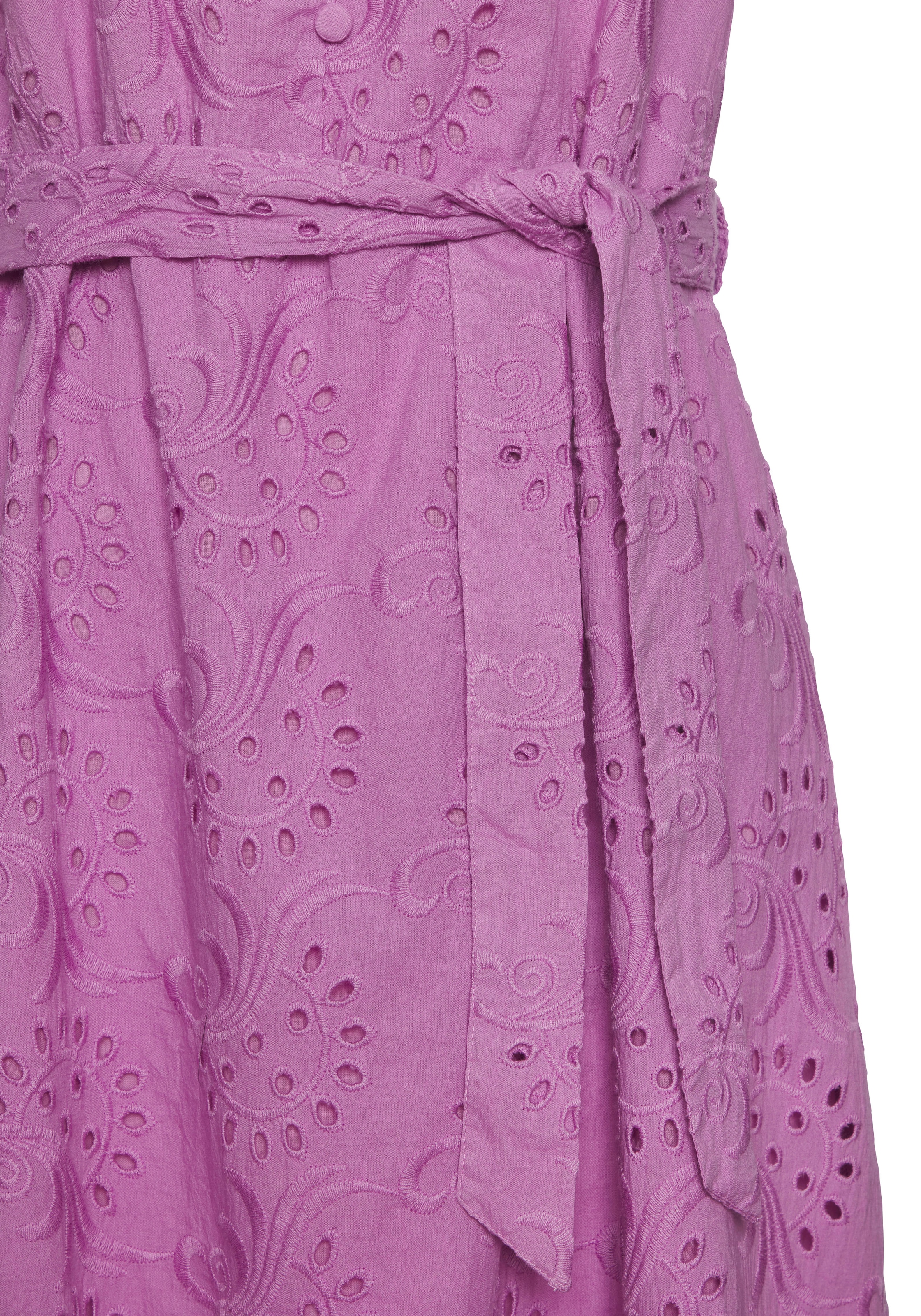 LASCANA Blusenkleid mit Bindegürtel,  und Lochstickerei, Spitzenkleid