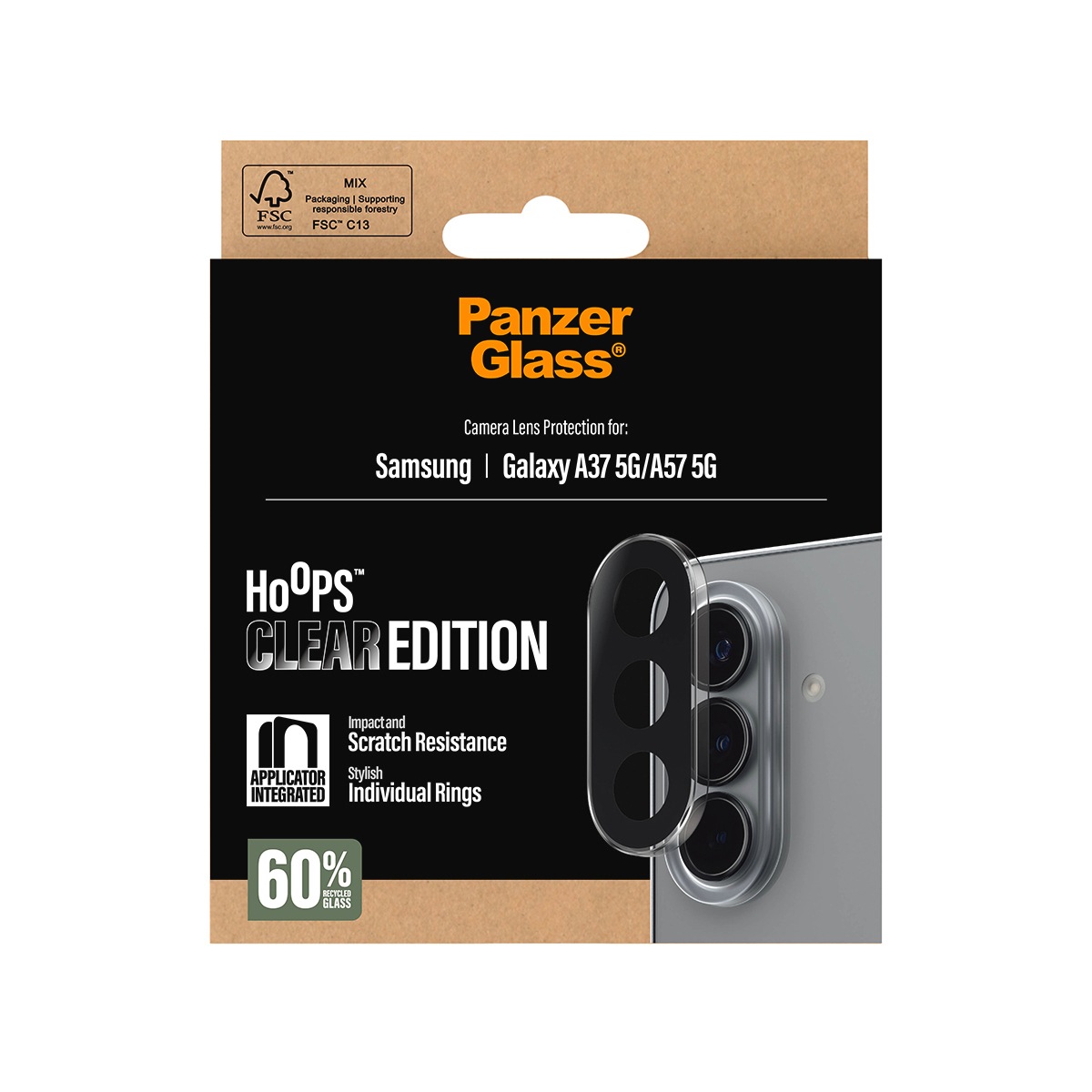 CARE by PanzerGlass Kameraschutzglas »Hoops Clear Lens Protector Galaxy A37 5G / A57 5G« für Samsung Galaxy A37 5G;Samsung Galaxy A57 5G Kameraschutzfolie, Schutzfolie, Linsenschutz, kratz- & stoßfest