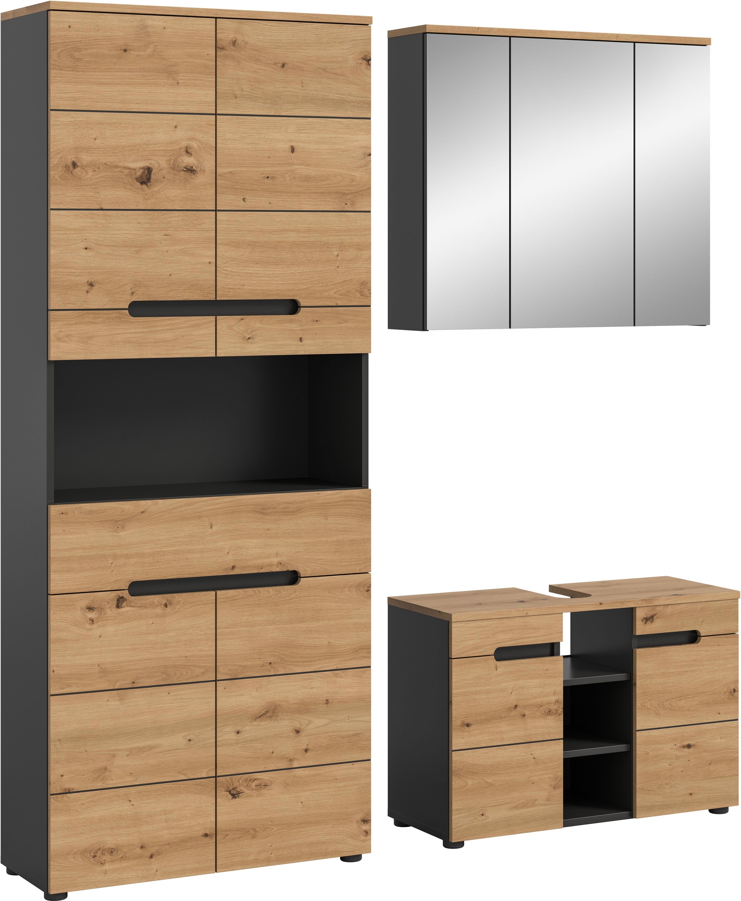 welltime Badmöbel-Set "REHAT, 3-teilig, Breite 171 cm, mit grifflosen Front günstig online kaufen