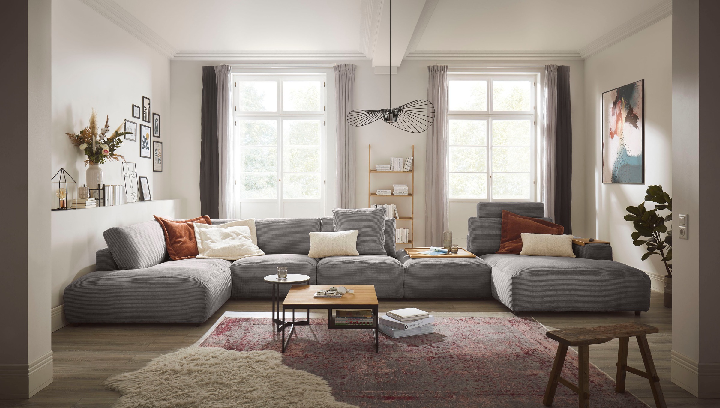 Musterring Wohnlandschaft "Lucia bequem und viel Platz, U-Form" Cord-Bezug, inklusive Kopfstütze, Gesamtbreite 524 cm
