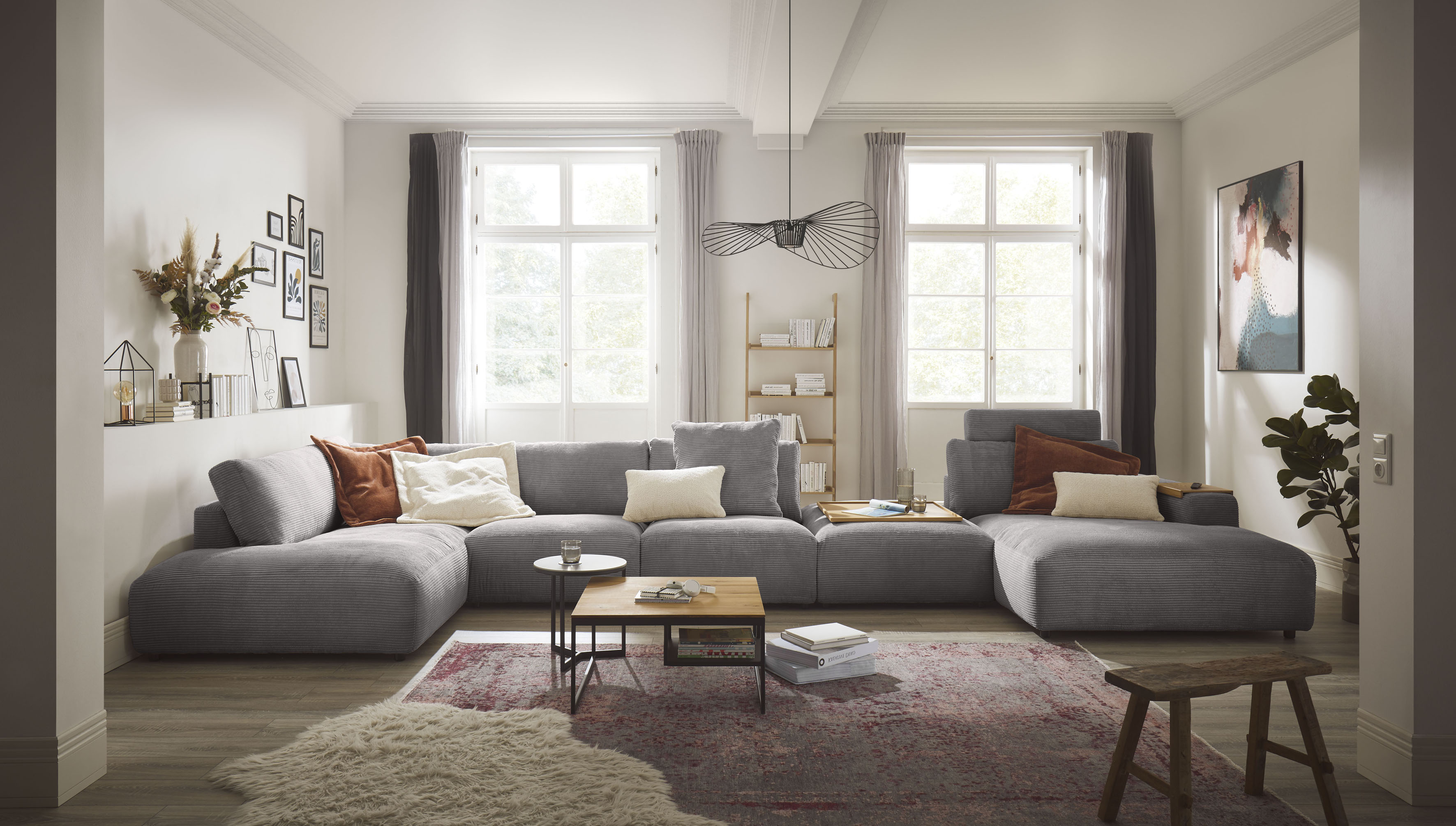 Musterring Wohnlandschaft "Lucia viel Platz, bequem, U-Form" Cord-Bezug, inklusive Kopfstütze, Gesamtbreite 524 cm