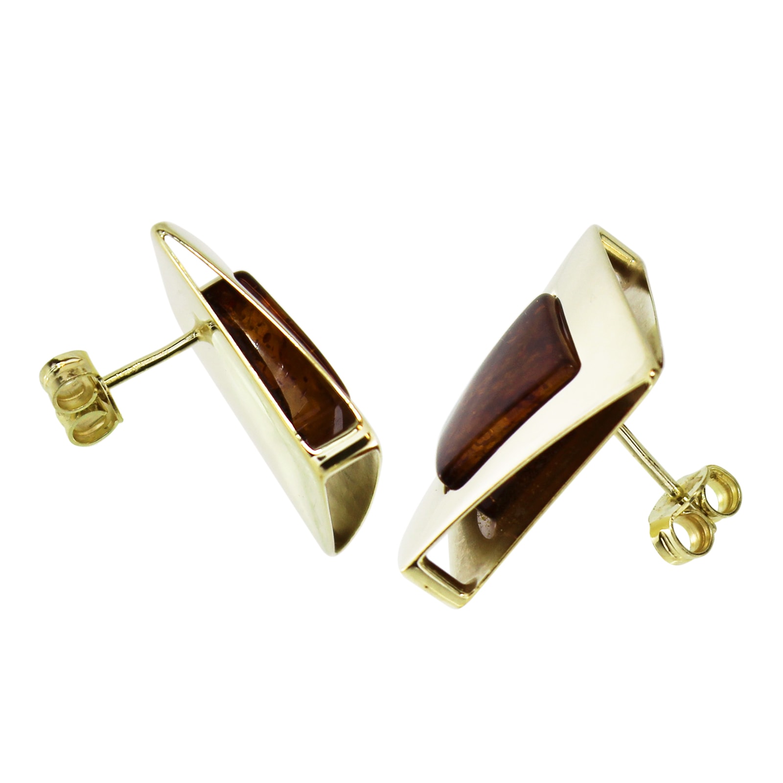 OSTSEE-SCHMUCK Paar Ohrstecker »- Alvina 20 x 20 mm - Silber 925/000, vergoldet - Bernstein«