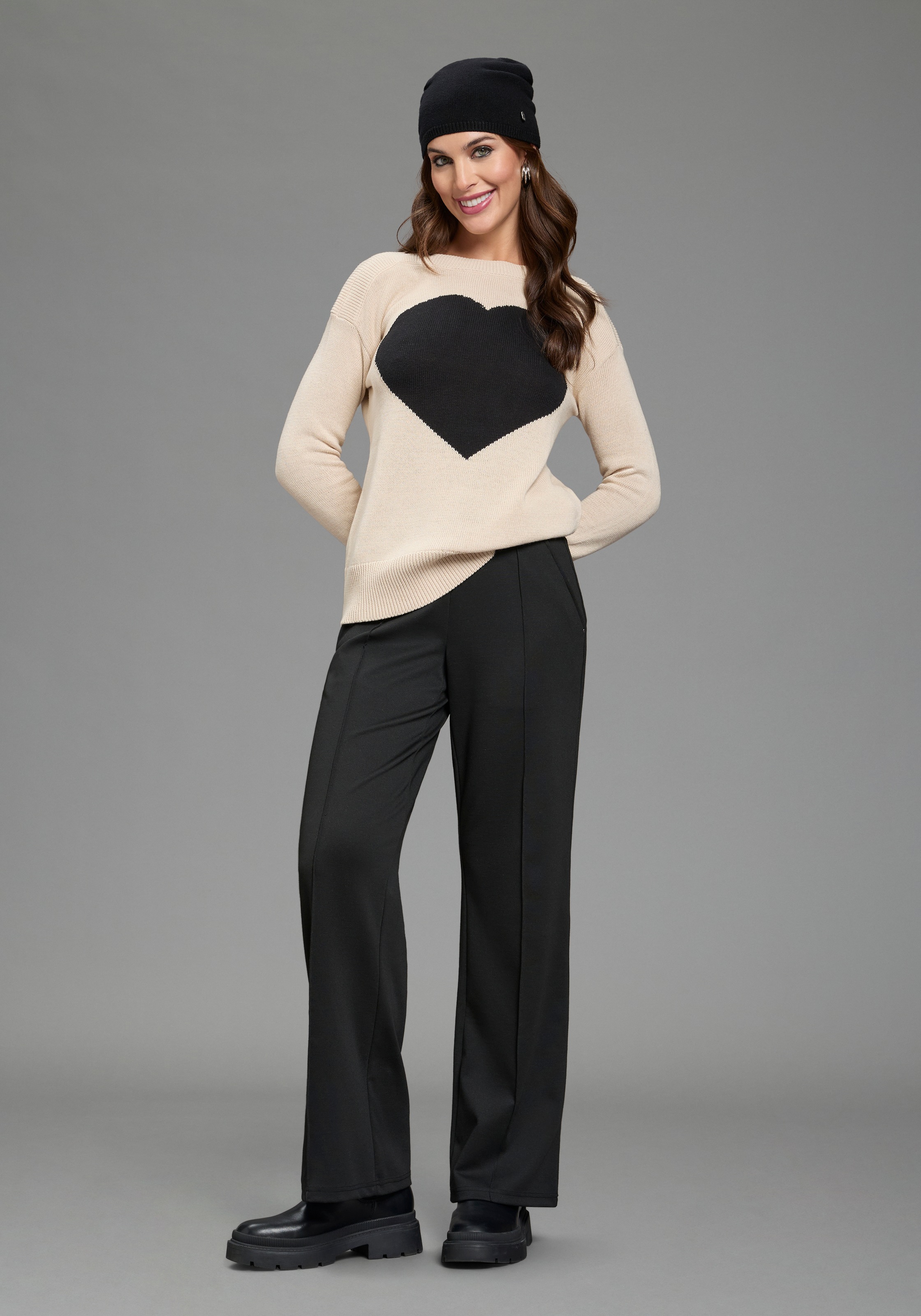 Laura Scott Strickpullover mit Herz-Strickmuster