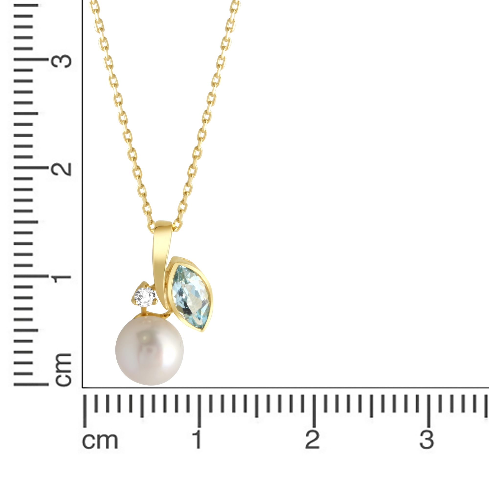 Fascination by Ellen K. Kette mit Anhänger »375 Gold mit Blautopas (beh.), Perle wei und Zirkonia«