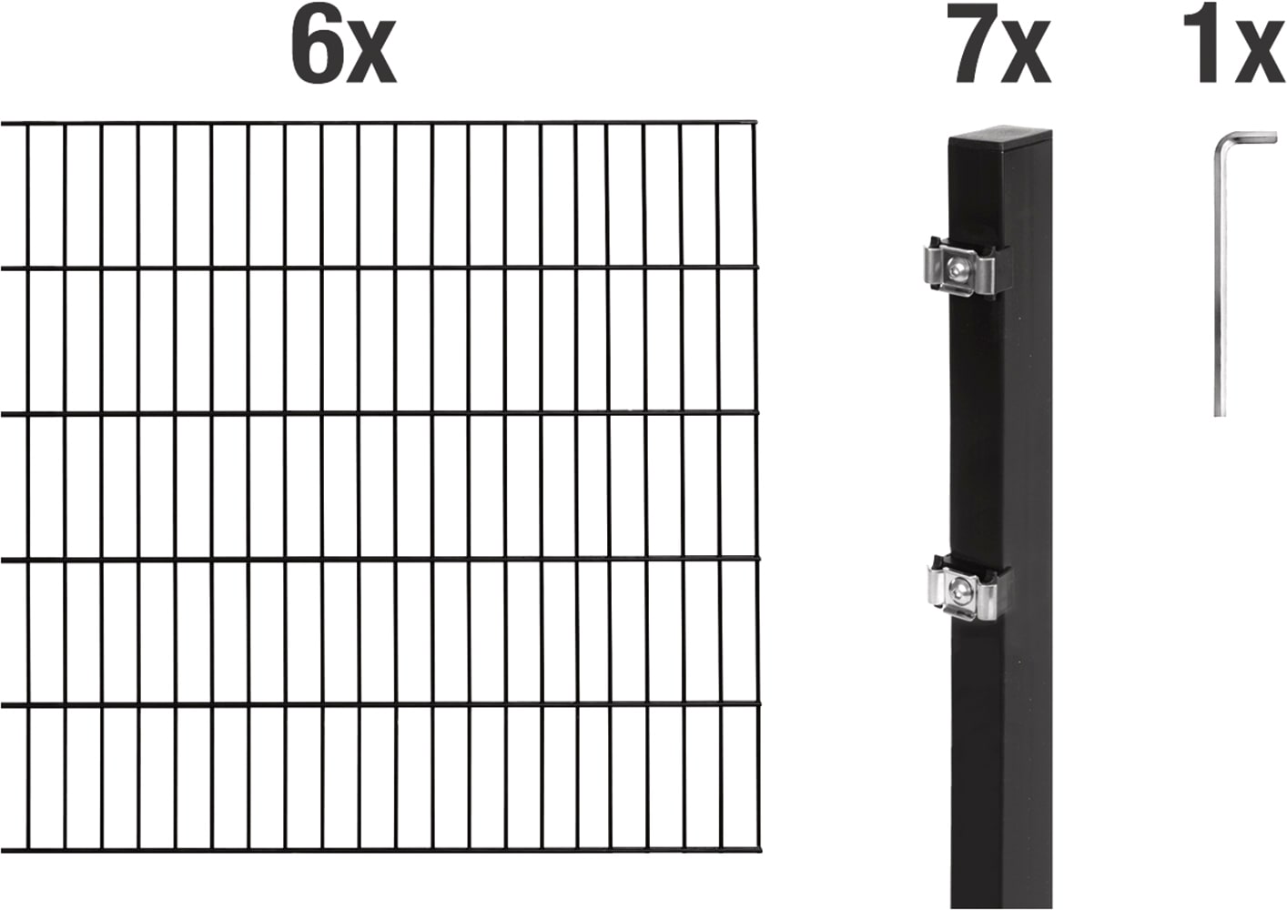 Alberts Doppelstabmattenzaun "Grundset" Höhe: 80-200 cm, Gesamtlänge: 4-30 m, zum Einbetonieren