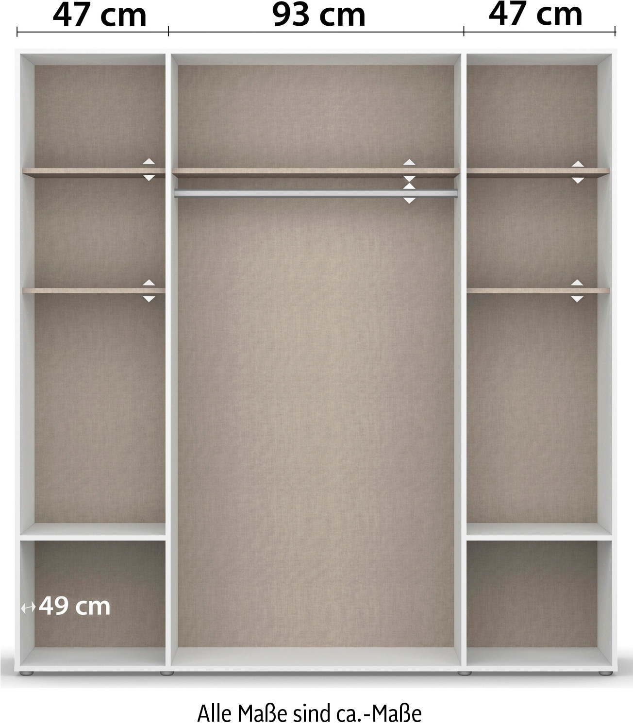 rauch Drehtürenschrank »Kleiderschrank Schrank Garderobe Wäscheschrank VOYAGER«, (in 3 verschiedenen Ausstattungen BASIC/CLASSIC/PREMIUM), moderne Griffe in Graumetallic mit Außenschubkästen MADE IN GERMANY