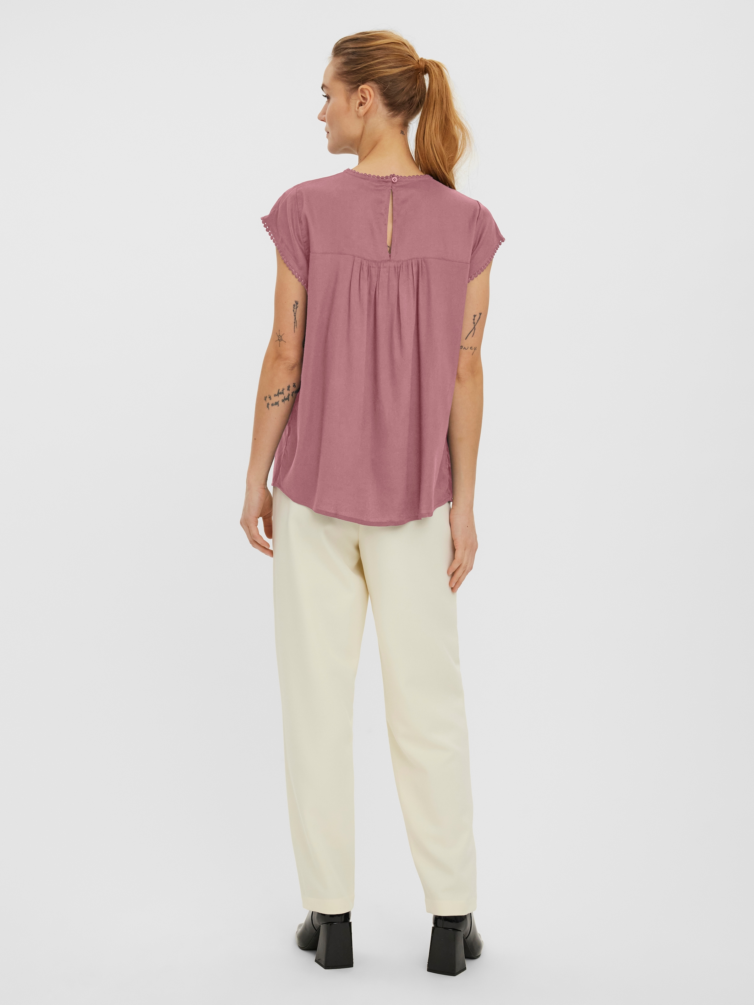 Vero Moda Kurzarmbluse »VMDEBBIE PLEAT S/L TOP GA NOOS« Viskose, regular fit