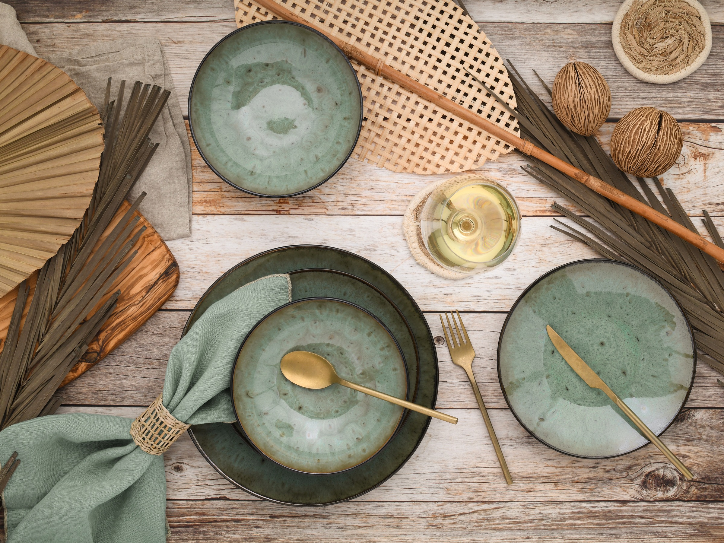 CreaTable Teller-Set »Jawa, Tellerset 18-tlg«, (Set, 18 tlg.), Reaktivglasur