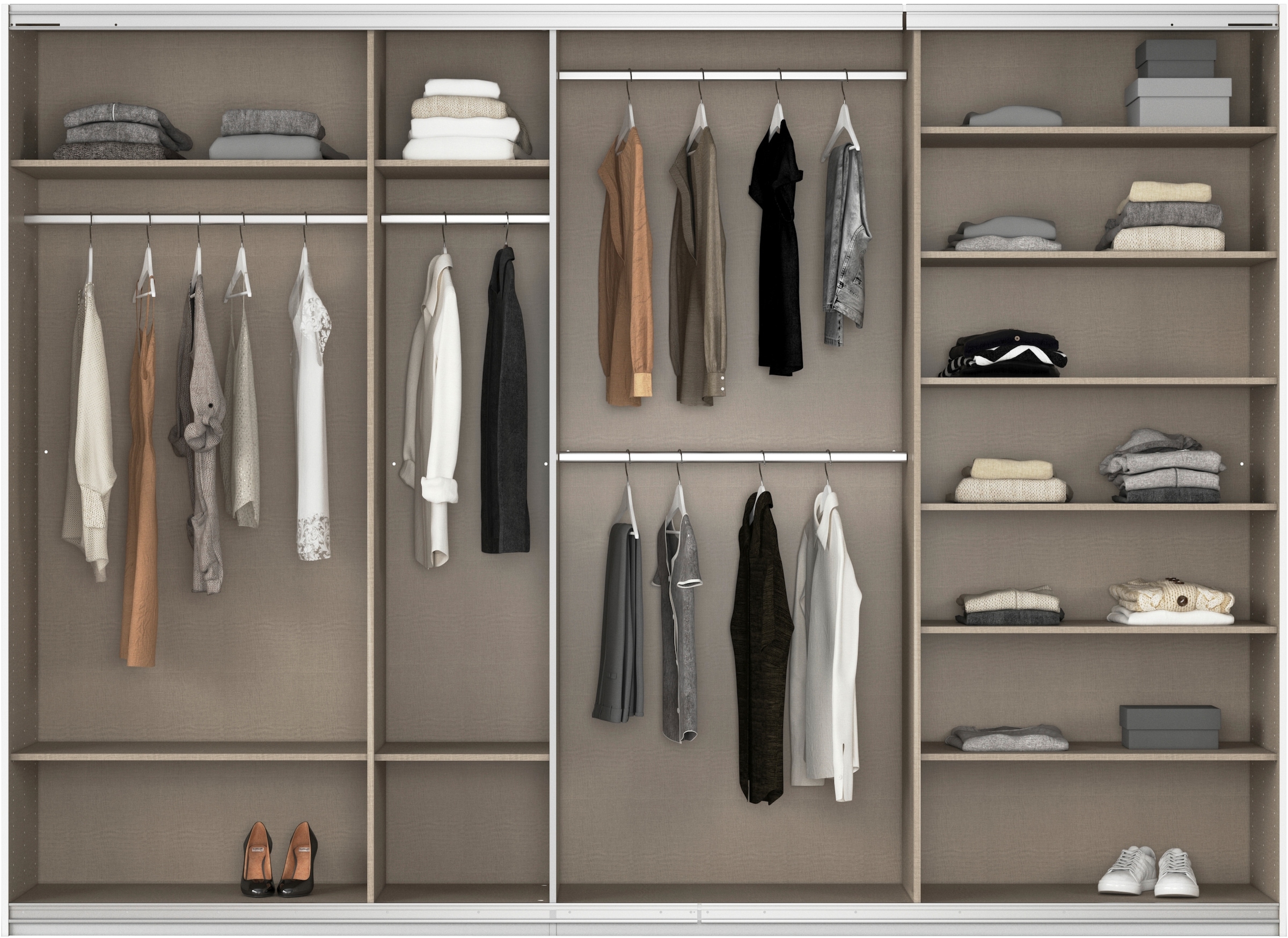 rauch Schwebetürenschrank »Kleiderschrank Schrank Garderobe AGORDO mit Glasfront«, durchdachte Innenausstattung, in 4 Breiten und 2 Höhen MADE IN GERMANY