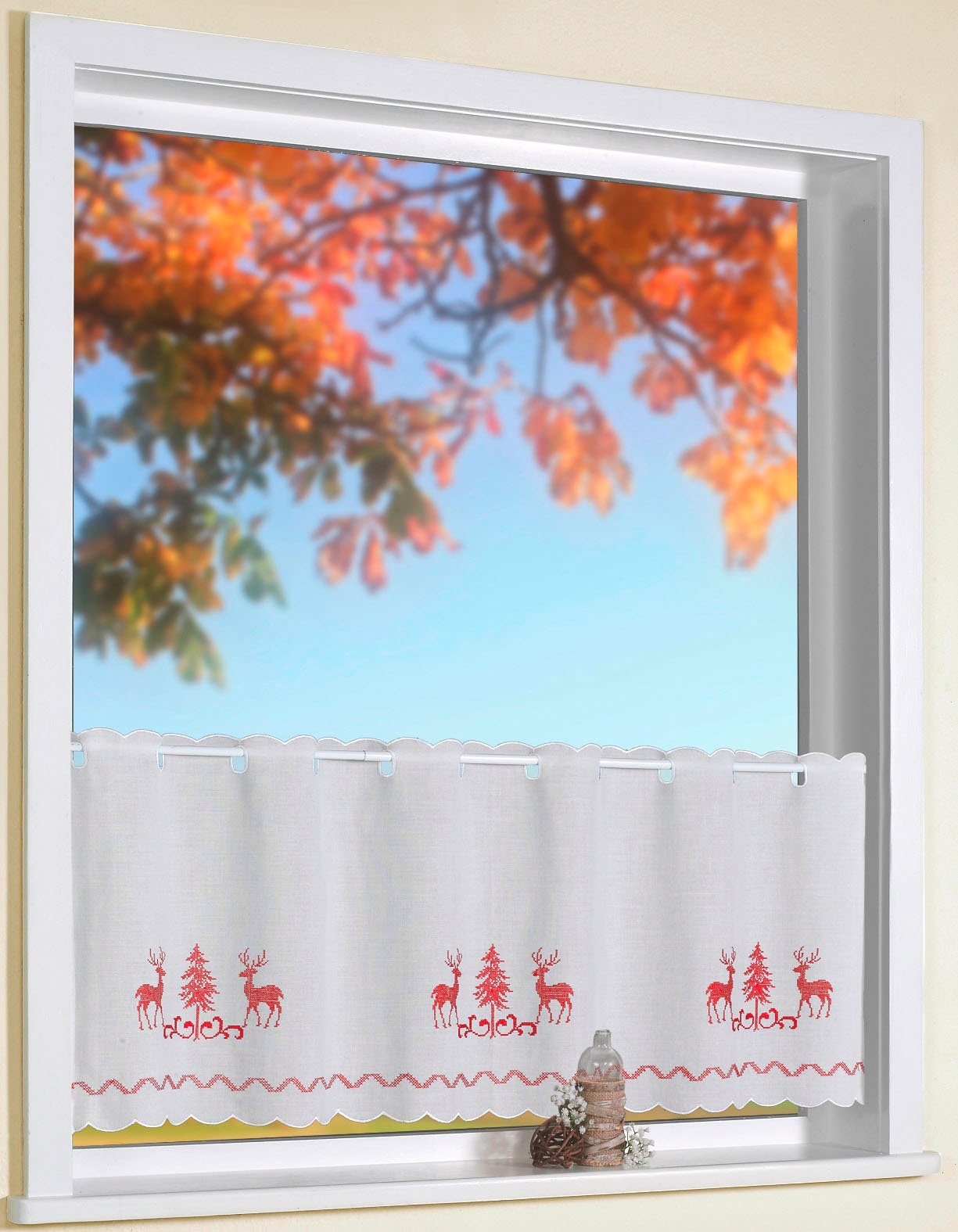 Weckbrodt Scheibengardine "Hirsche" Stangendurchzug 1 Stk. tlg. Bistro, Bat günstig online kaufen