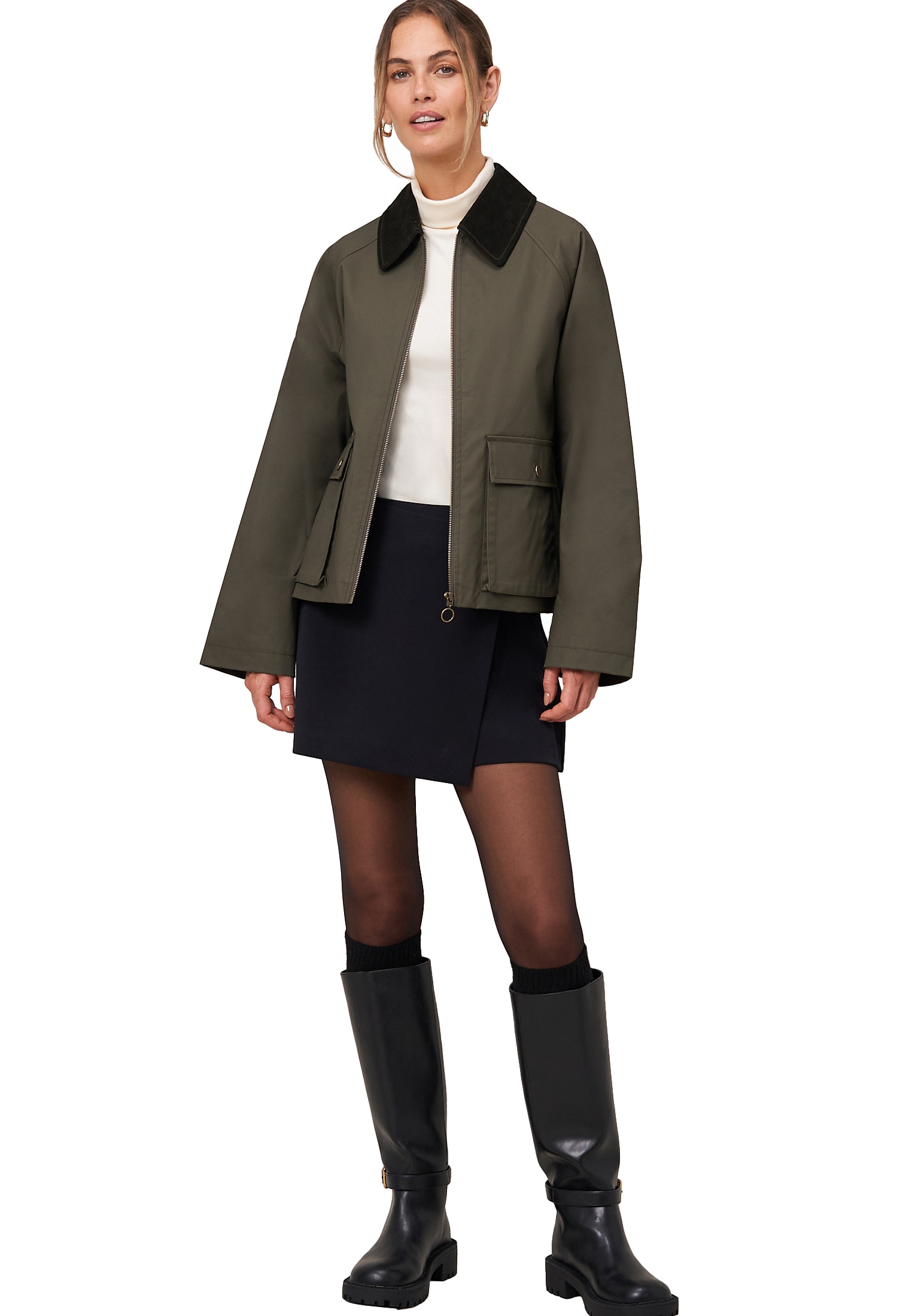 Zero Fieldjacket »zero Damen Jacke beschichtet mit Cordkragen«