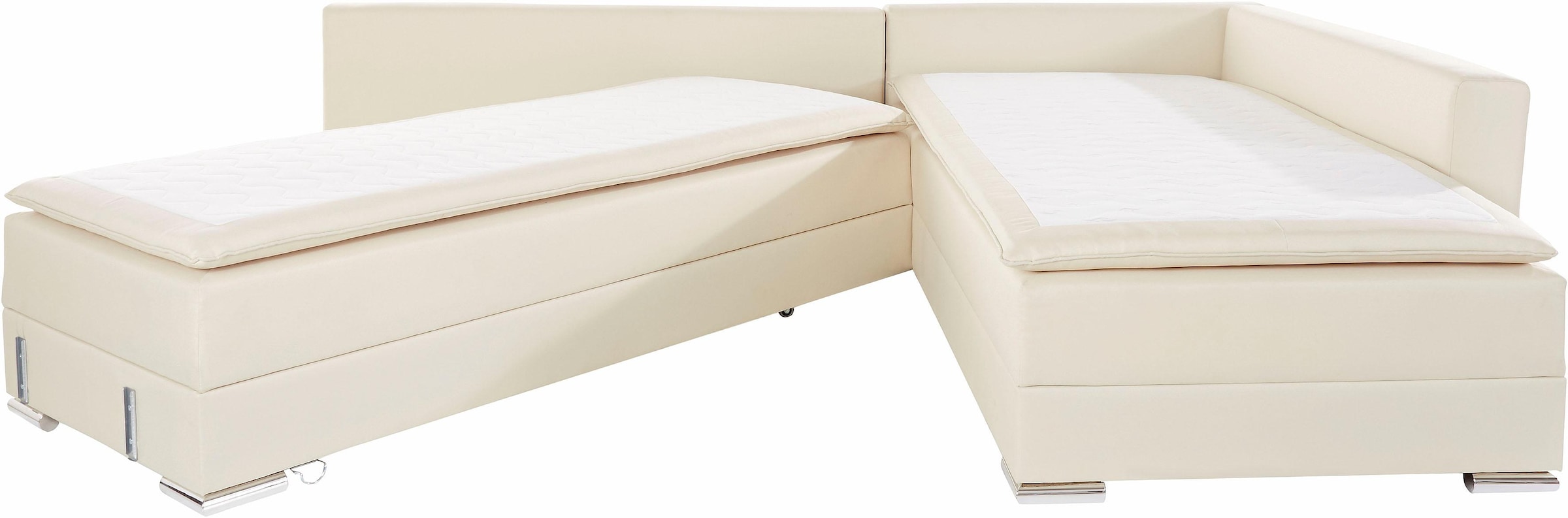 INOSIGN Ecksofa »Boxspringbett Night & Day L-Form mit Dauer-Schlaffunktion mit Armlehne«, mit Boxspring-Bettfunktion 180x200 cm und Bettkasten, Dauerschläfer!