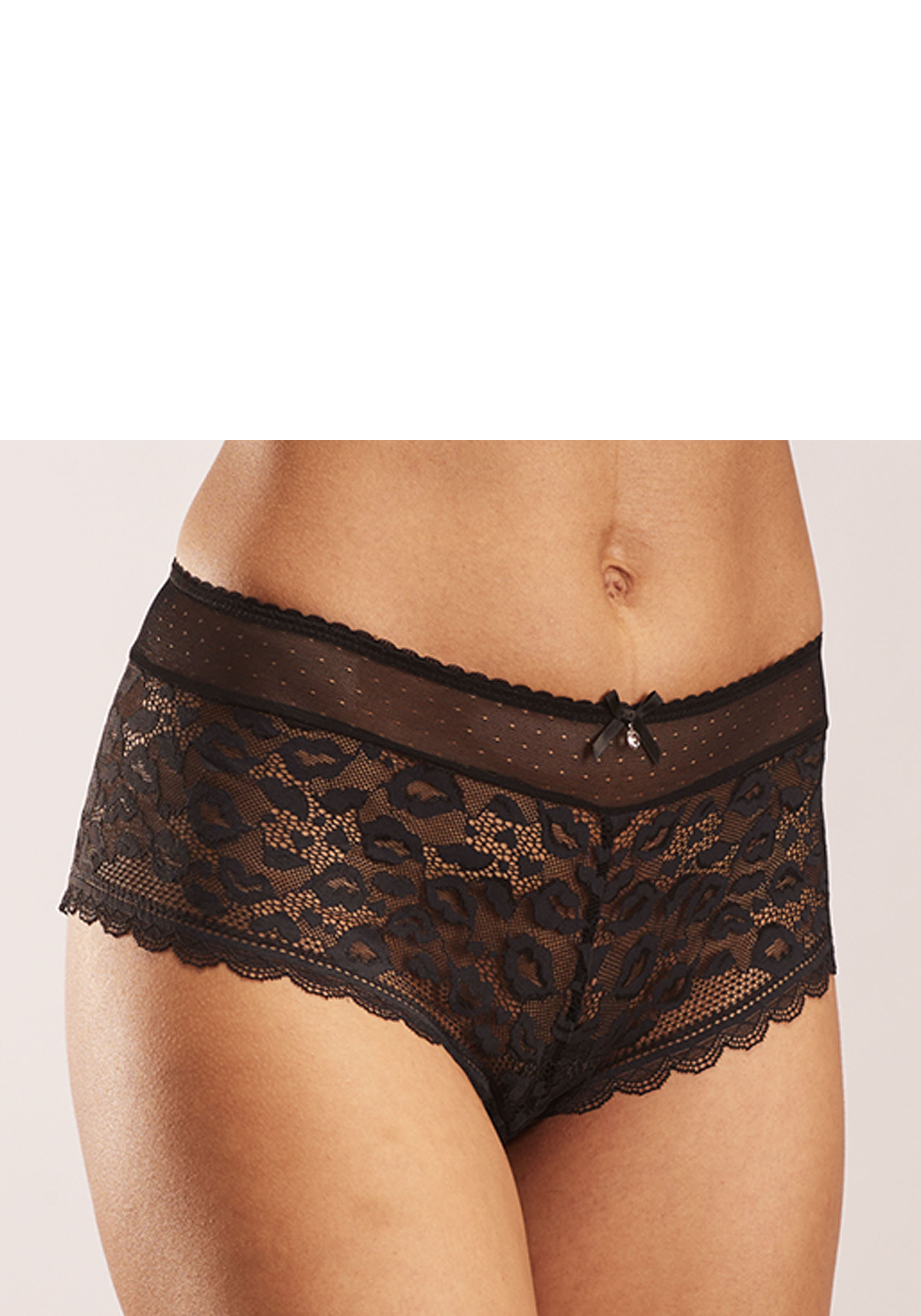 Vivance Panty aus Spitze in Leo-Optik und weichem Mesh-Material