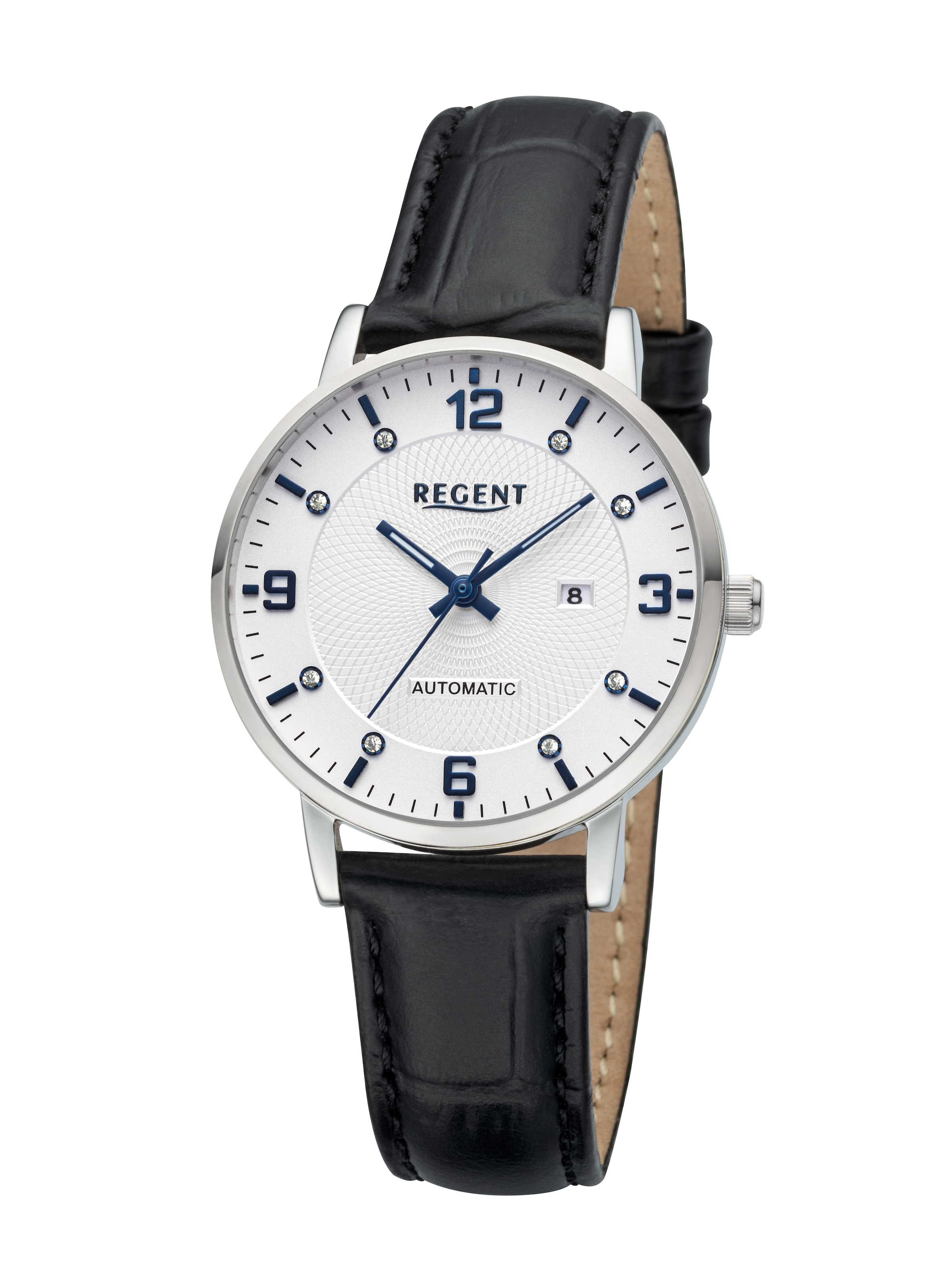 Regent Automatikuhr Armbanduhr, Damenuhr, Mechanische Uhr, Lederarmband, analog, Tag