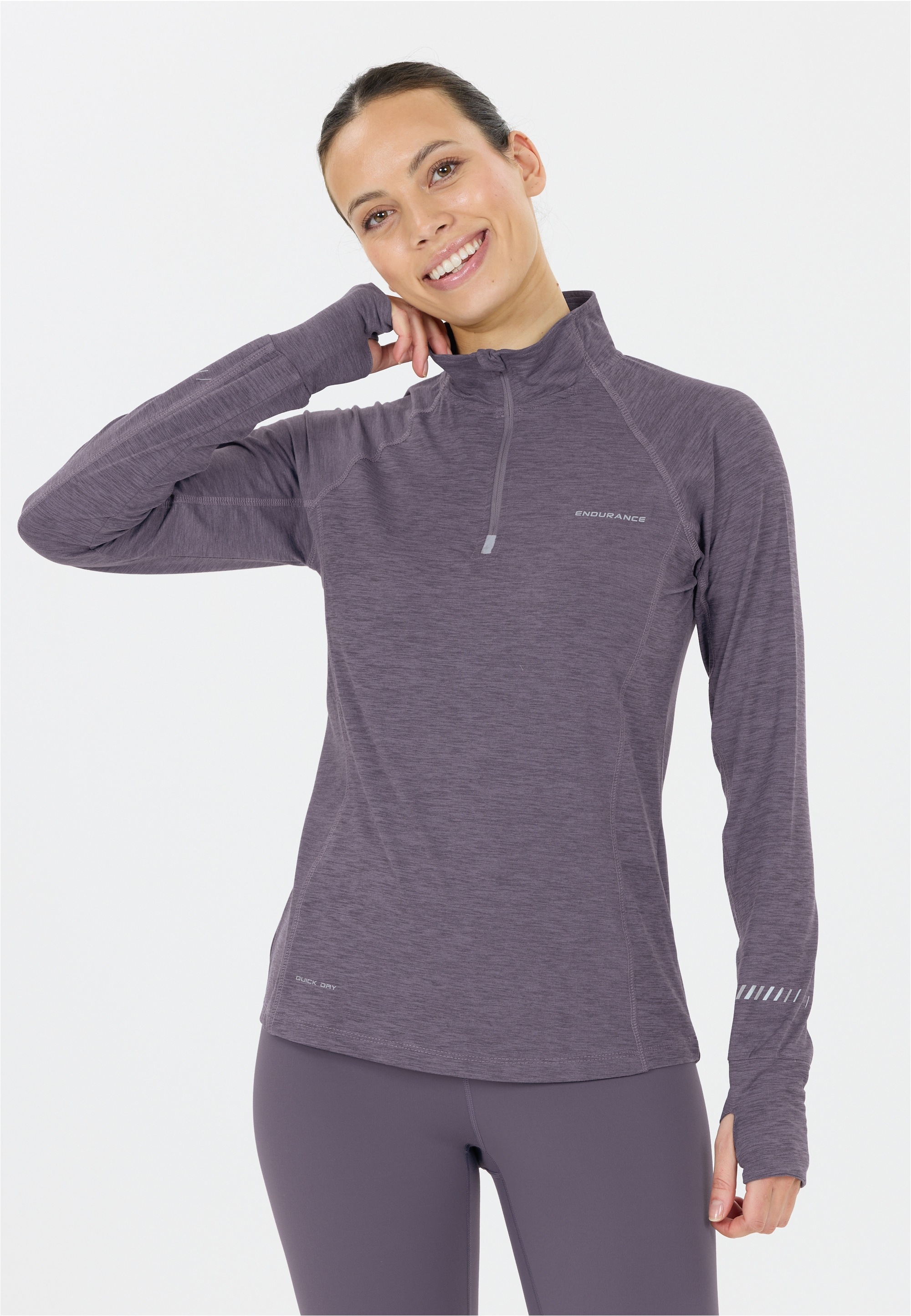 Funktionsshirt ENDURANCE "Canna", Herren, Gr. 38, blau, 80% Polyester, 20% Elasthan, unifarben, normal, hoch geschlossener Ausschnitt, Shirts Funktionsshirt, mit cleveren Daumenöffnungen