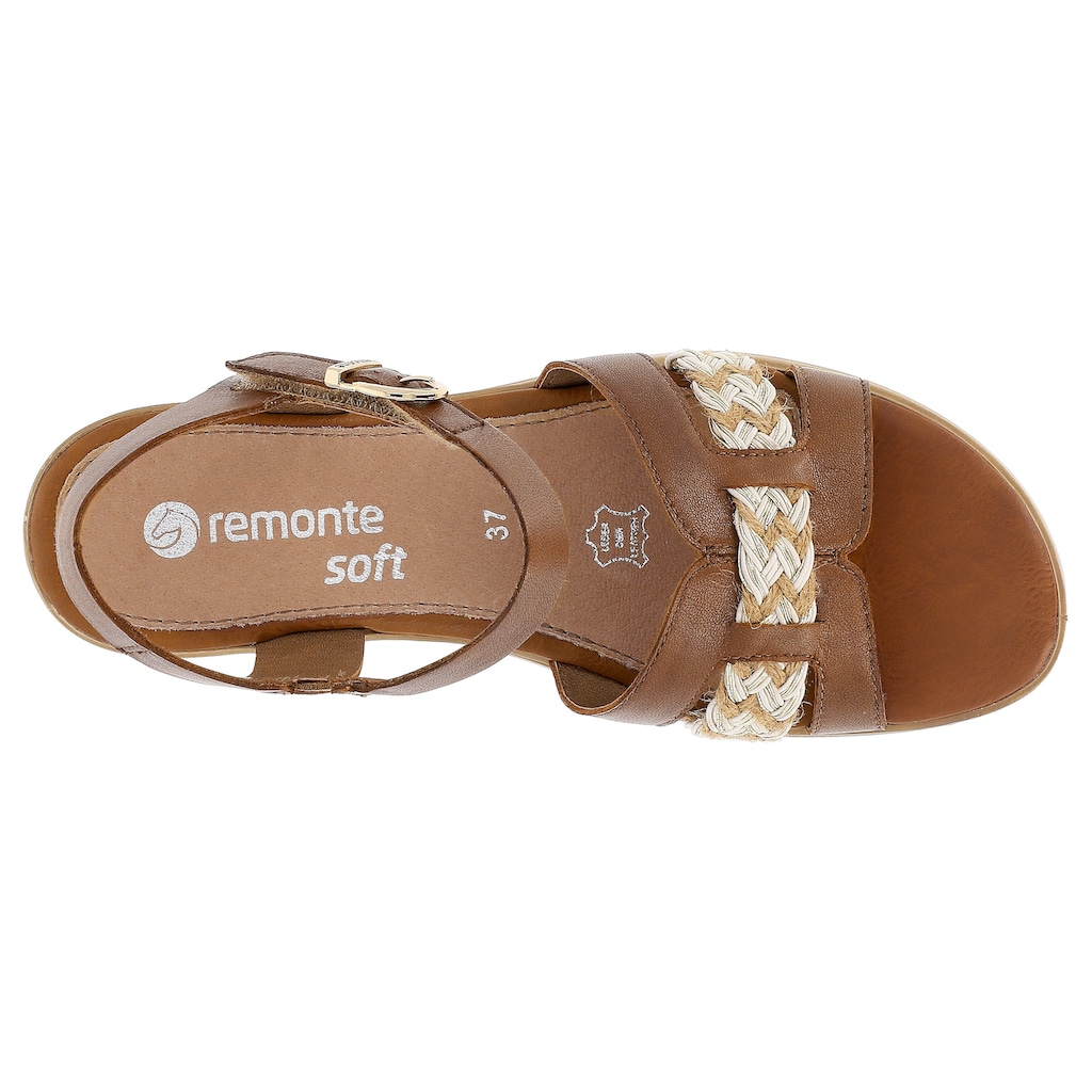 Remonte Sandalette, Sommerschuh, Sandale, Keilabsatz, mit sommerlichem Flechtriemchen
