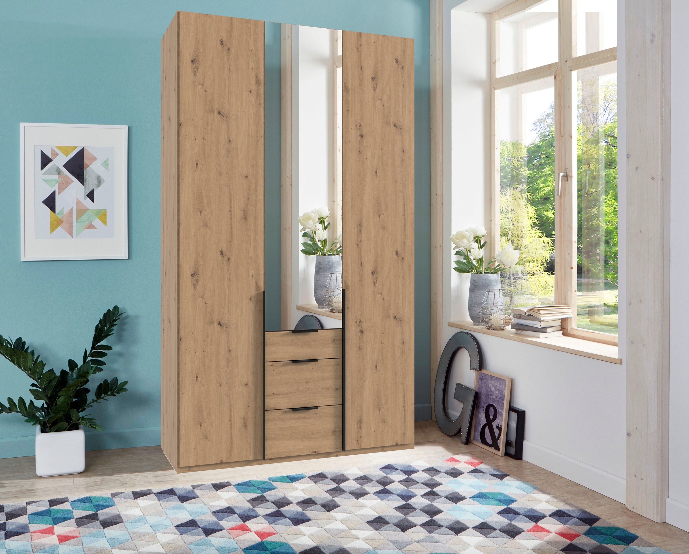 Wimex Drehtürenschrank "Mugano" mit langen oder kurzen Griffen aus Metall, günstig online kaufen