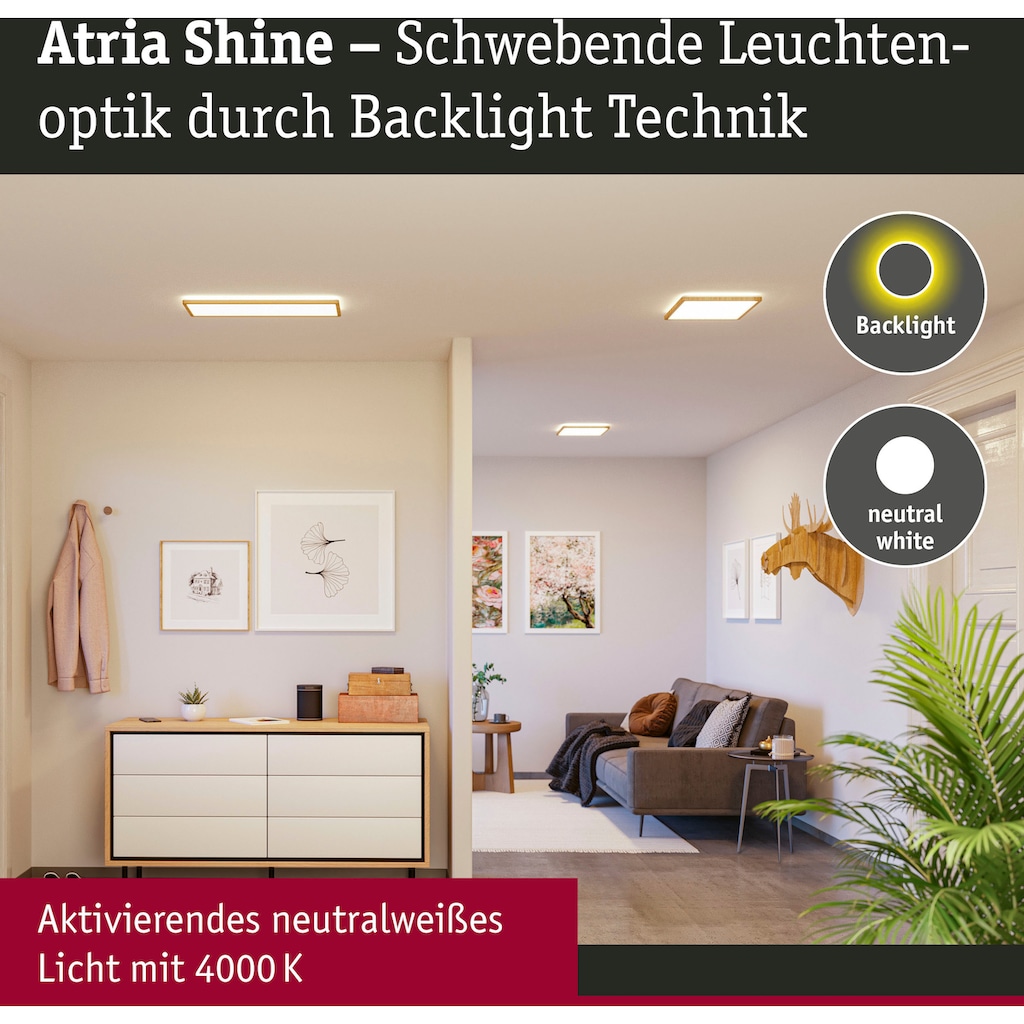 Paulmann LED Panel »Atria Shine 22W 4000K 293x293 Eiche Kunststoff IP44«, 1 flammig-flammig