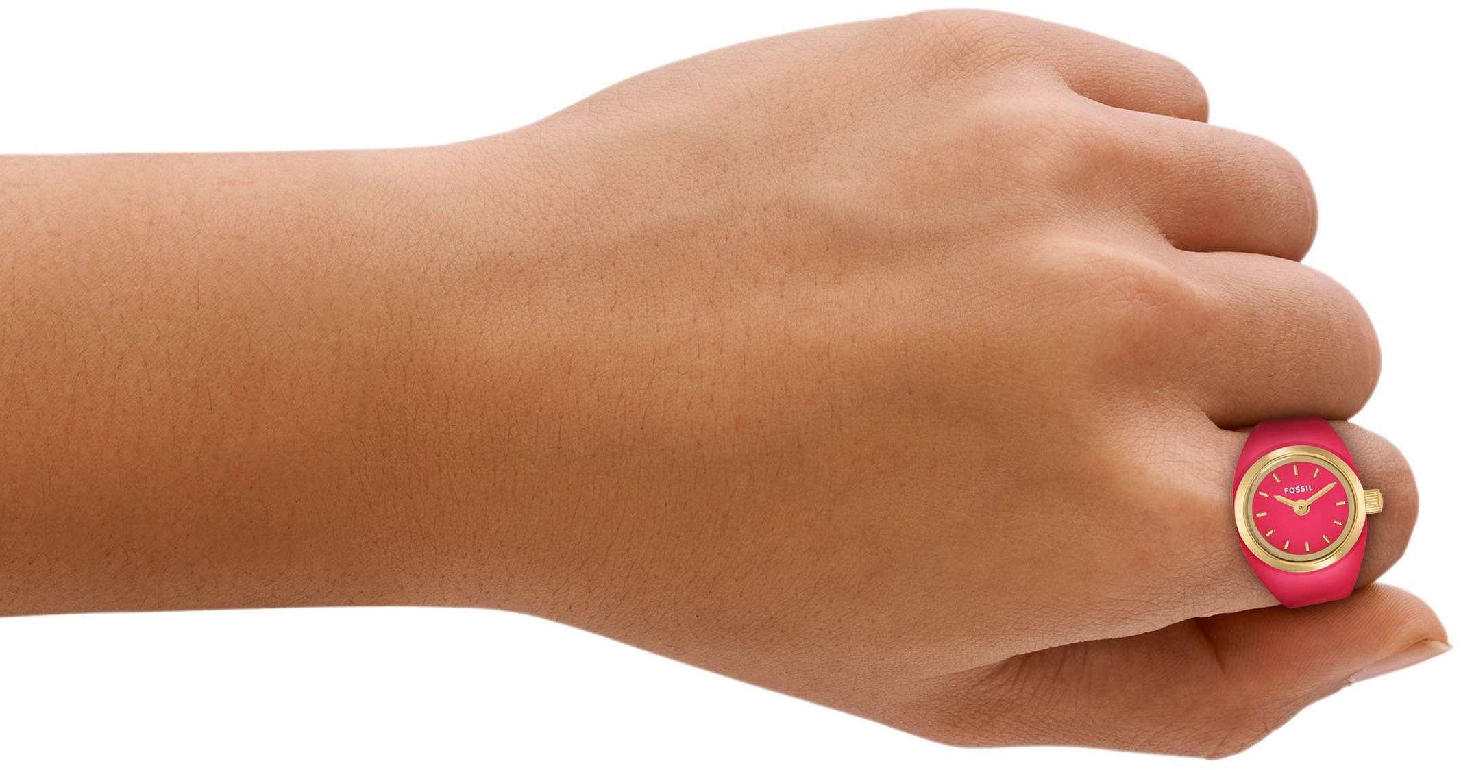 Fossil Uhrenring »WATCH RING«, Armbanduhr, Damenuhr, Edelstahlarmband, analog