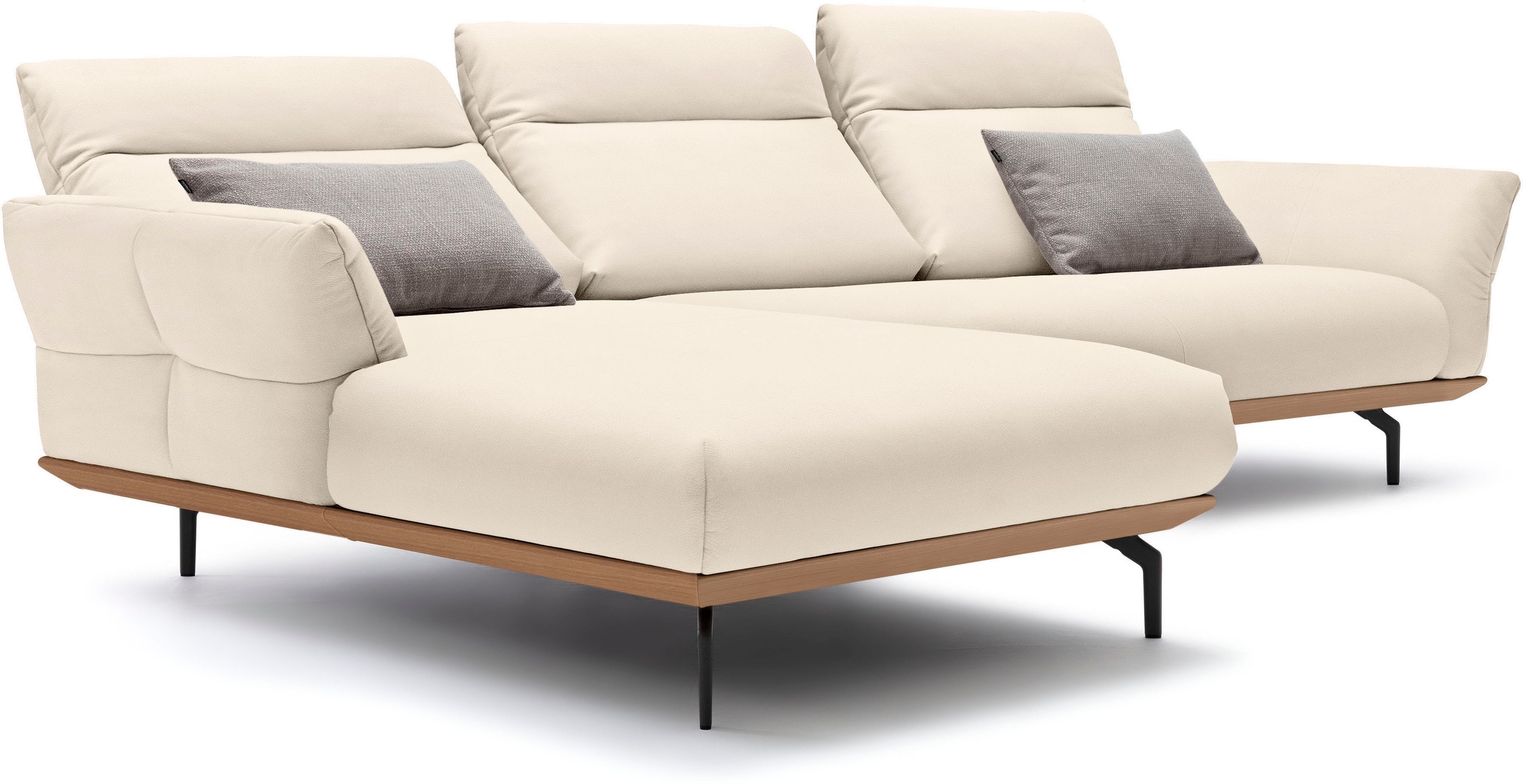 Creation BY ROLF BENZ Ecksofa »CR.460«, Sockel in Eiche, Winkelfüße in Umbragrau, Breite 318 cm