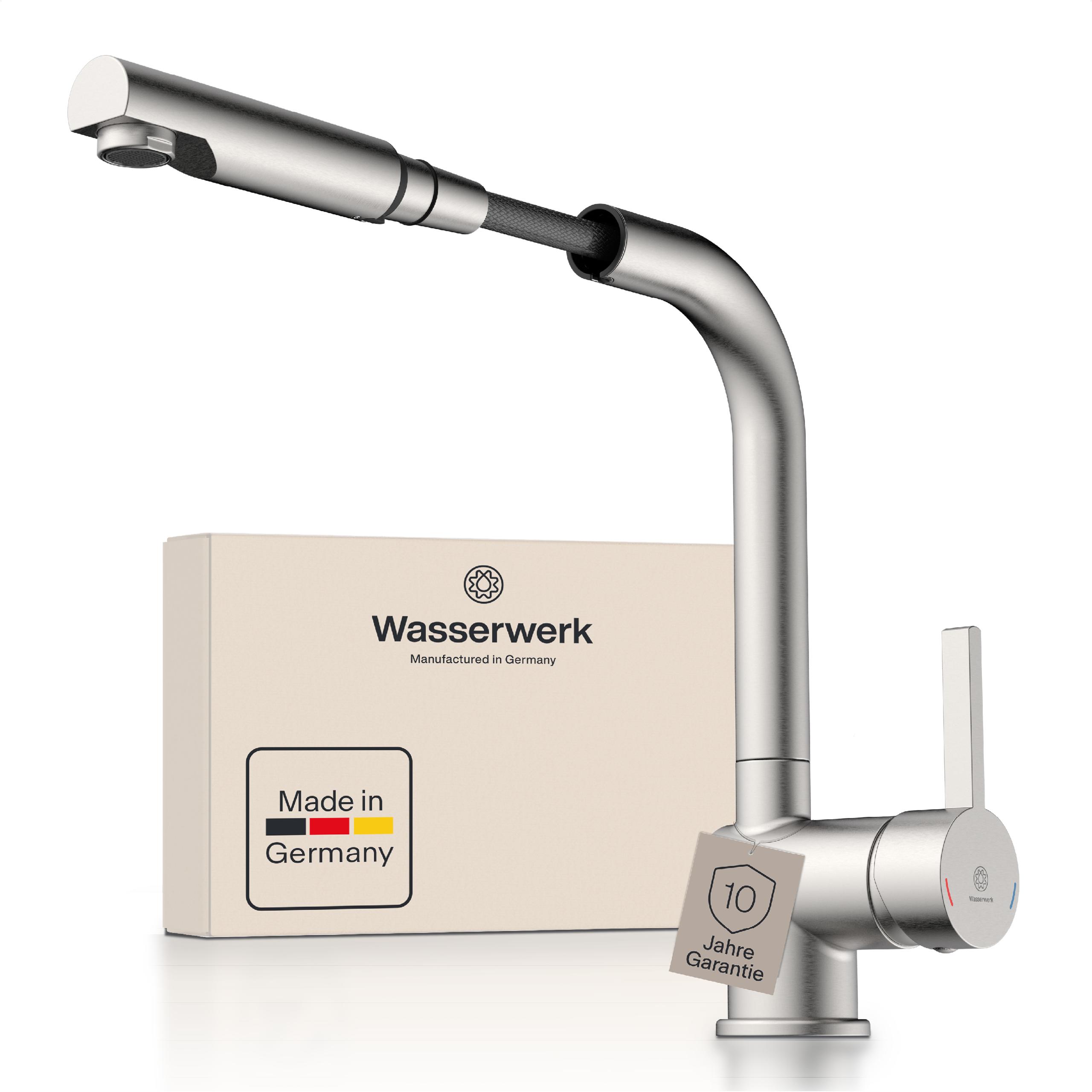 Spültischarmatur WASSERWERK, B:5,7cm H:29,8cm T:23,3cm, silber, Messing, Küche, Armaturen, "WK 4, Wasserhahn, Küche, Einhebelmischer", 360