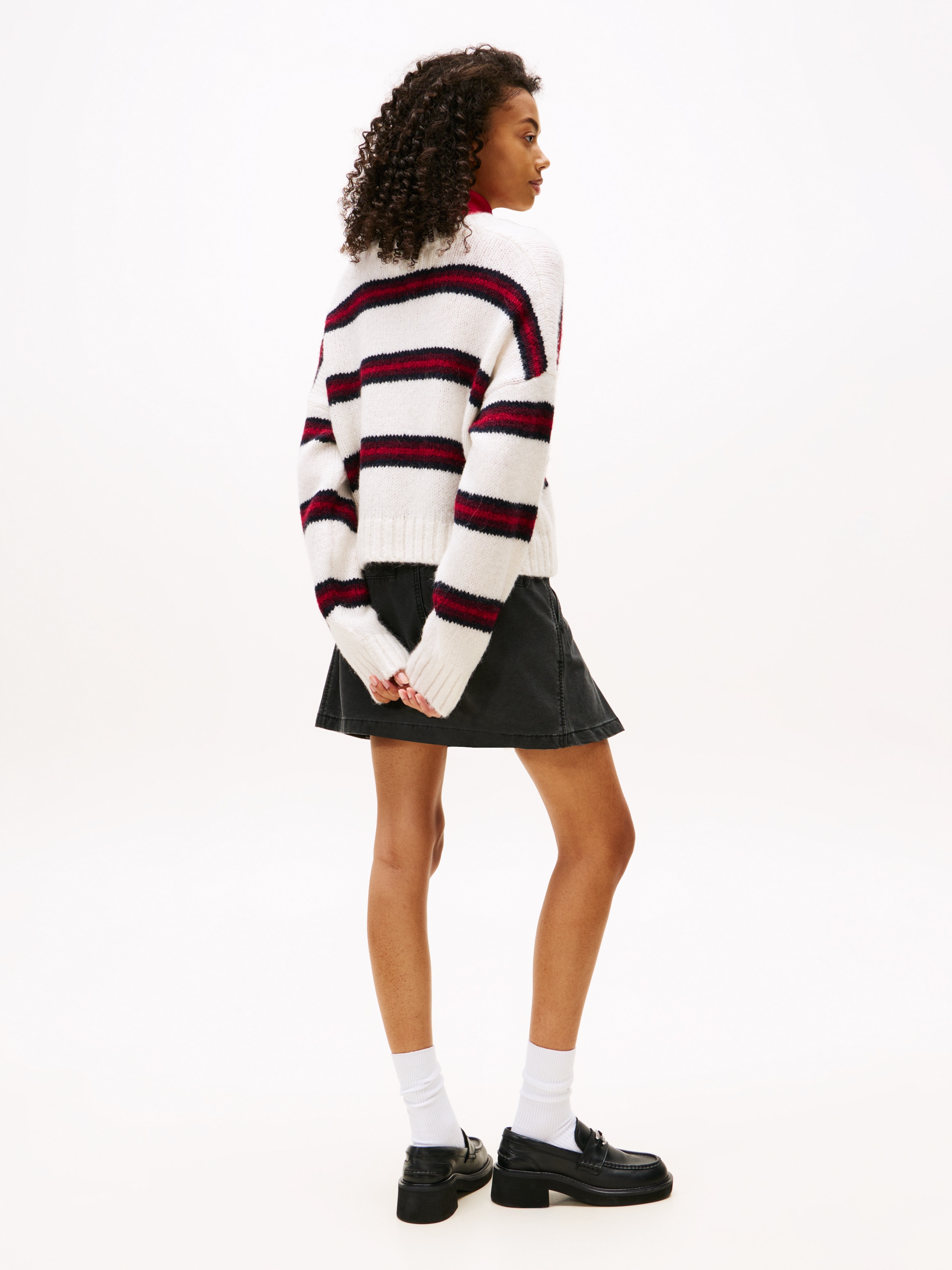 Tommy Jeans Strickjacke »TJW BADGE STRIPE FLUFF CARDI EXT«