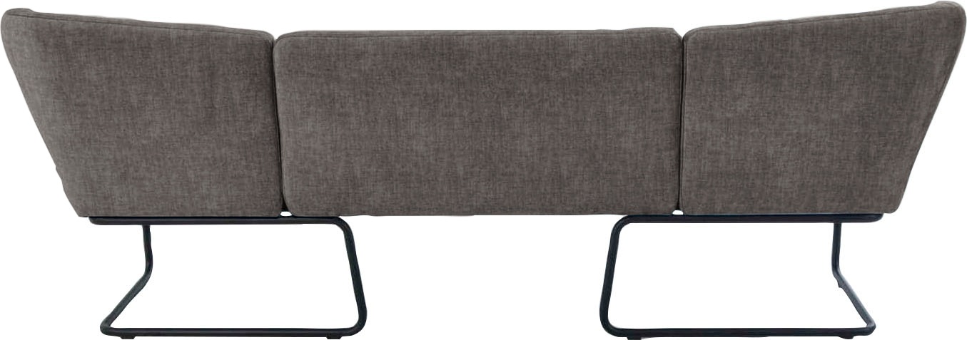 Polsterbank K+W KOMFORT & WOHNEN "Mikkado Tube", grau (grau 80), B:242cm H:88cm T:71cm, Holzwerkstoff, Metall, Sitzbänke, Polsterbank, in abgerundeter Form, Rundrohrkufe lang, in 2 Breiten 192 oder 242 cm 2