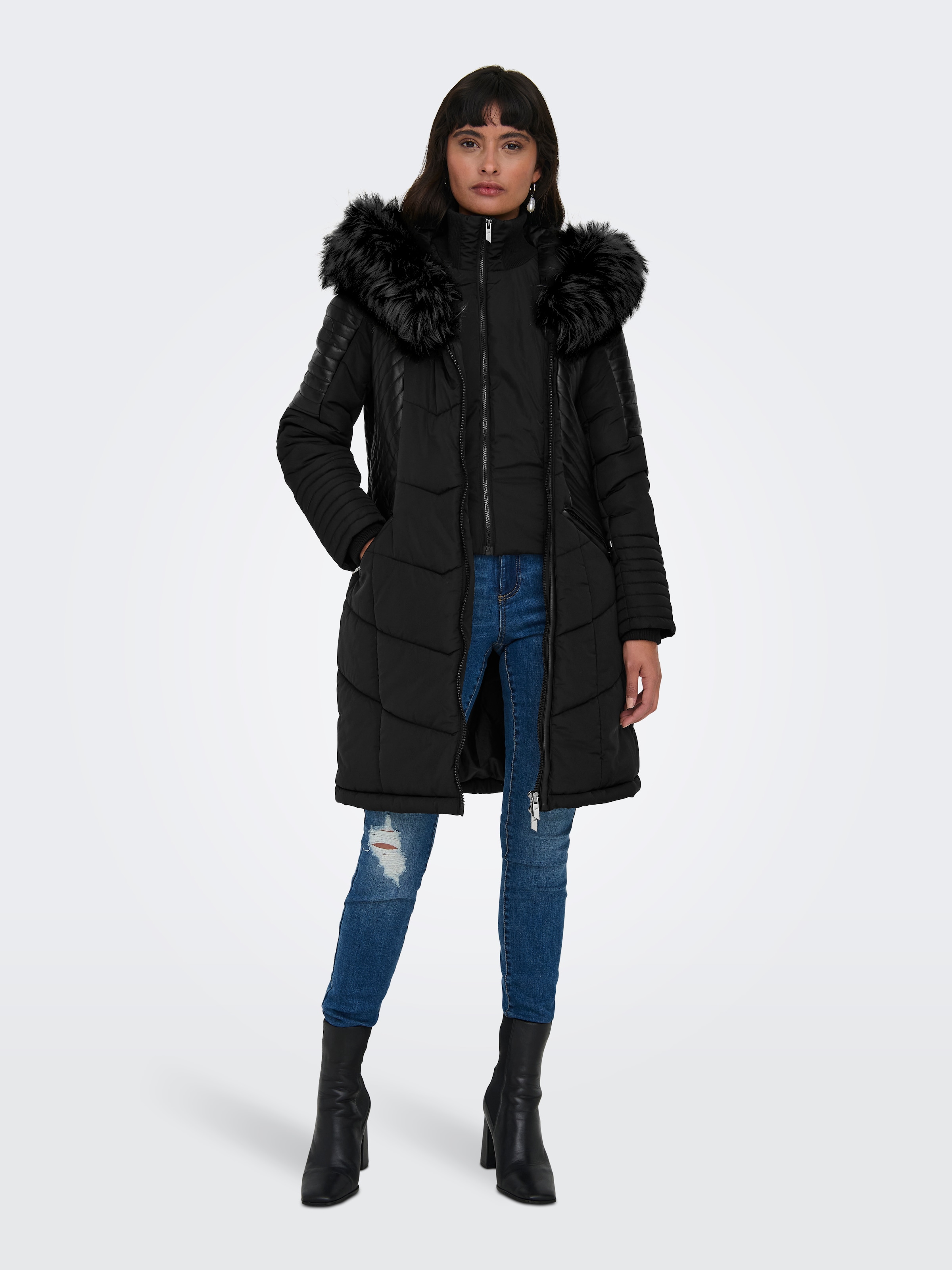ONLY Steppmantel "ONLNEWLINETTE FUR HOOD COAT OTW" günstig online kaufen
