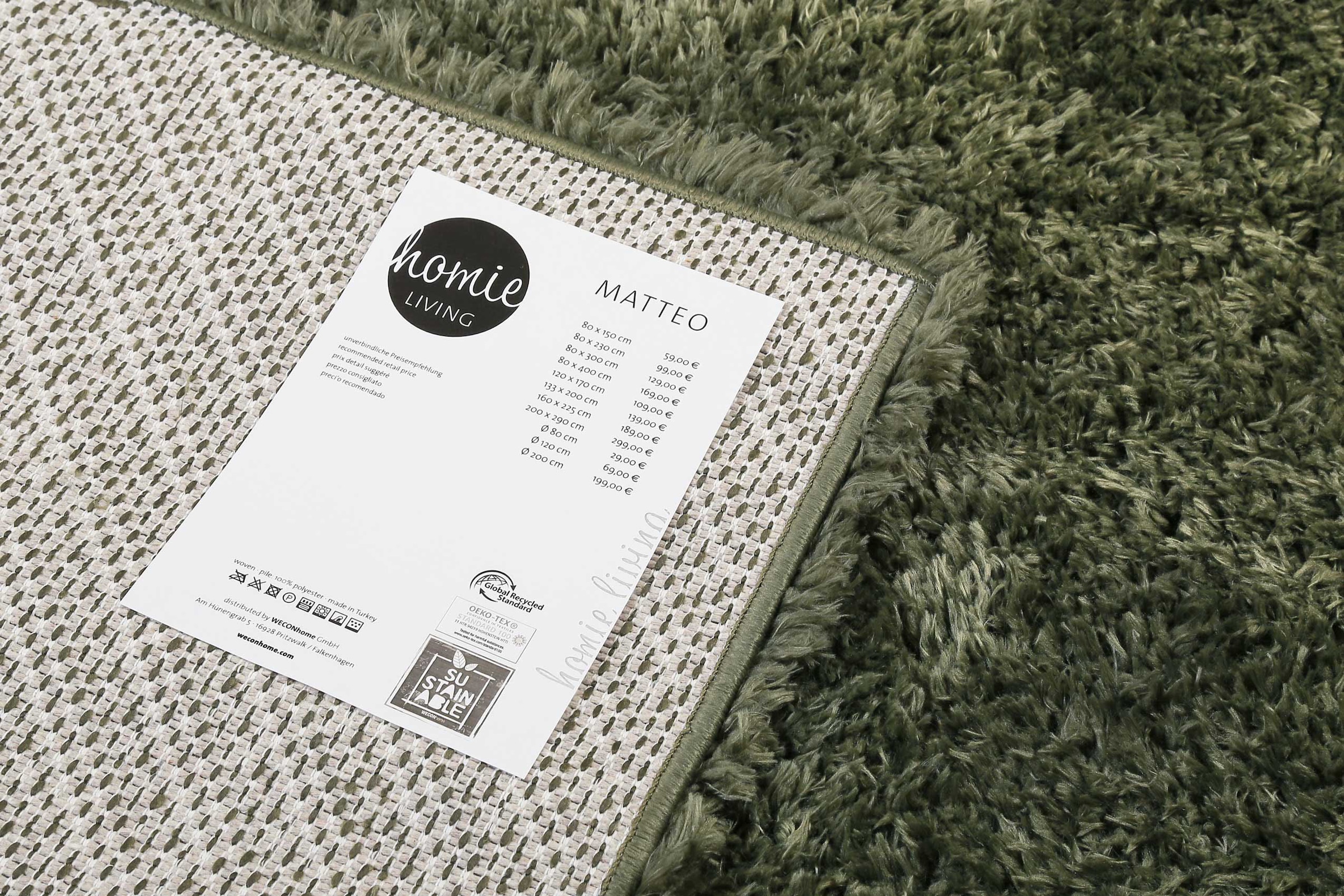Homie Living Hochflor-Teppich »Matteo HL-0961«, rechteckig, nachhaltig aus 100% recyceltem PET, Langflor, Shaggy, Wohnzimmer