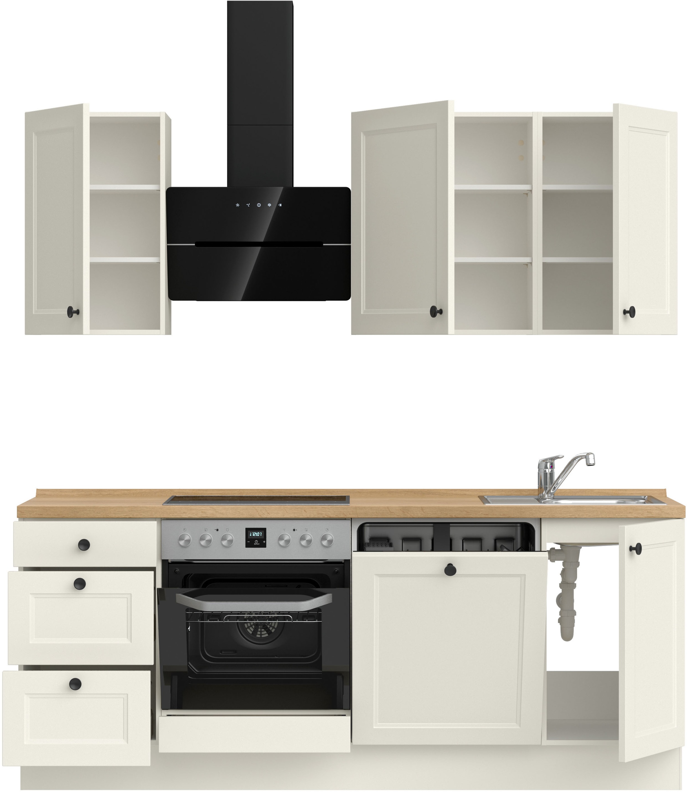 nobilia® Küchenzeile »"Cascada II"«, vormontiert, Breite 210 cm, Ausrichtung wählbar, wahlw. mit E-Geräten