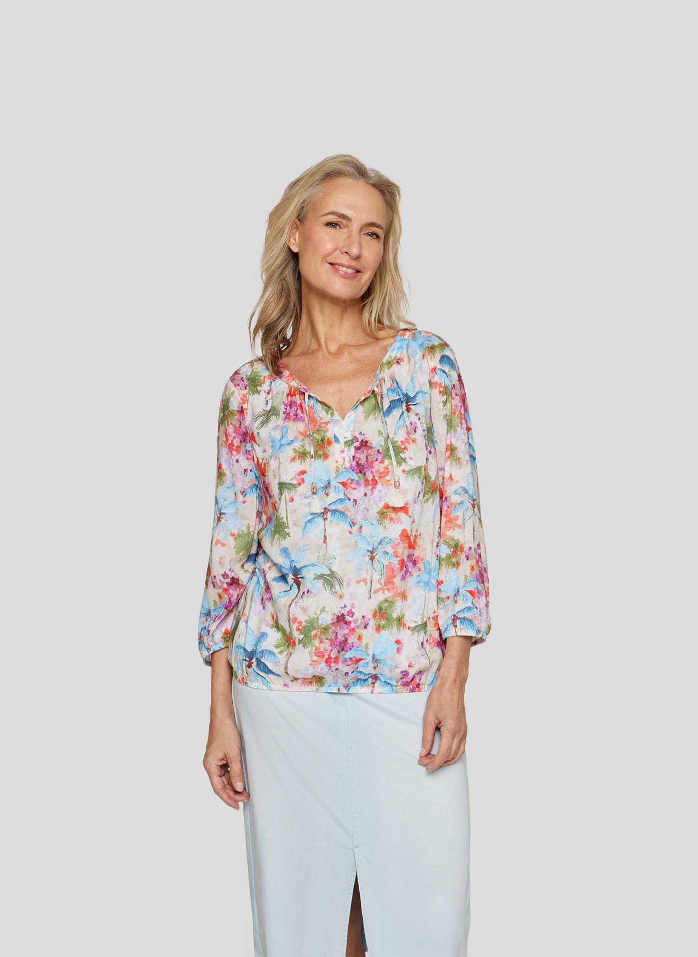 Rabe Klassische Bluse "Rabe Bluse mit tropischem Flair" günstig online kaufen