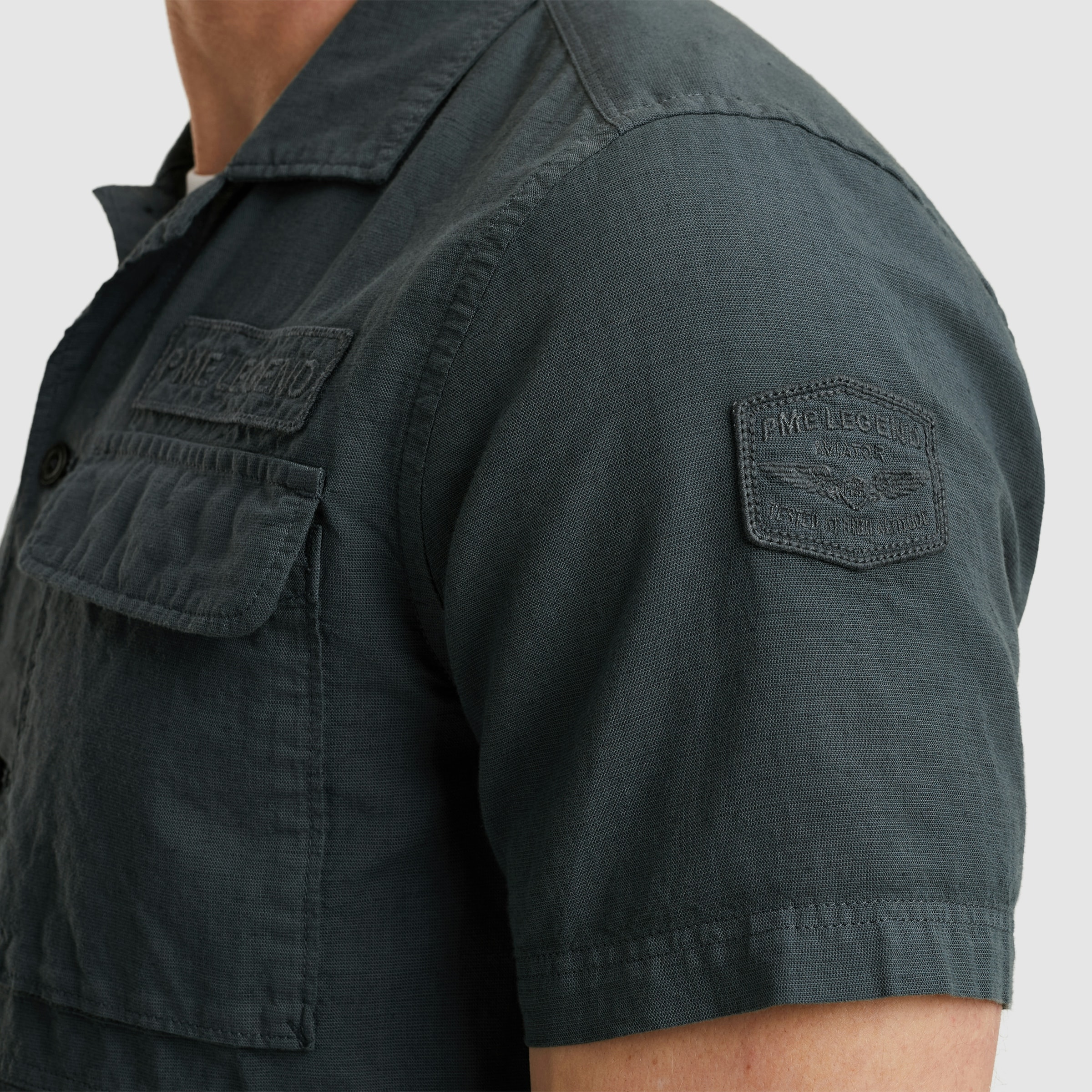 PME LEGEND Kurzarmhemd »Short Sleeve Shirt Ctn linen«, mit Leinenstruktur