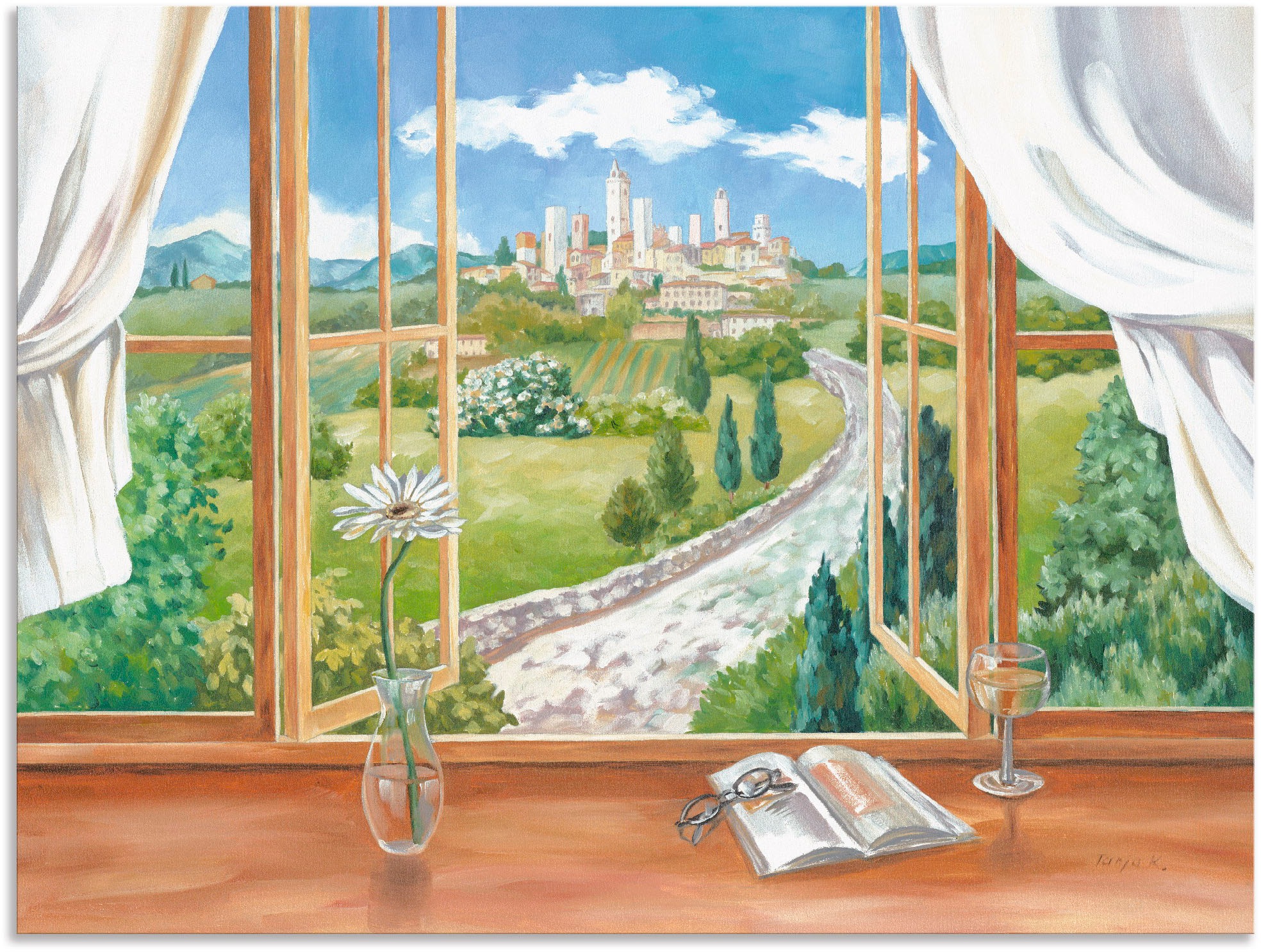Artland Wandbild "Fenster zur Toskana", Fensterblick, (1 St.), als Alubild, günstig online kaufen