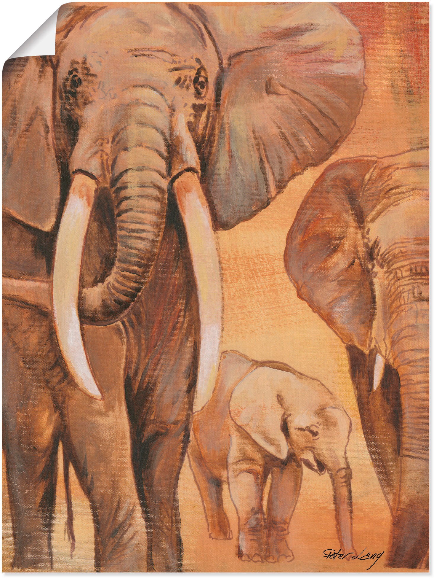 in St.), Wandbild Poster Wildtiere, I«, Leinwandbild, Größen als Artland BAUR versch. kaufen Wandaufkleber oder | »Elefanten Alubild, (1