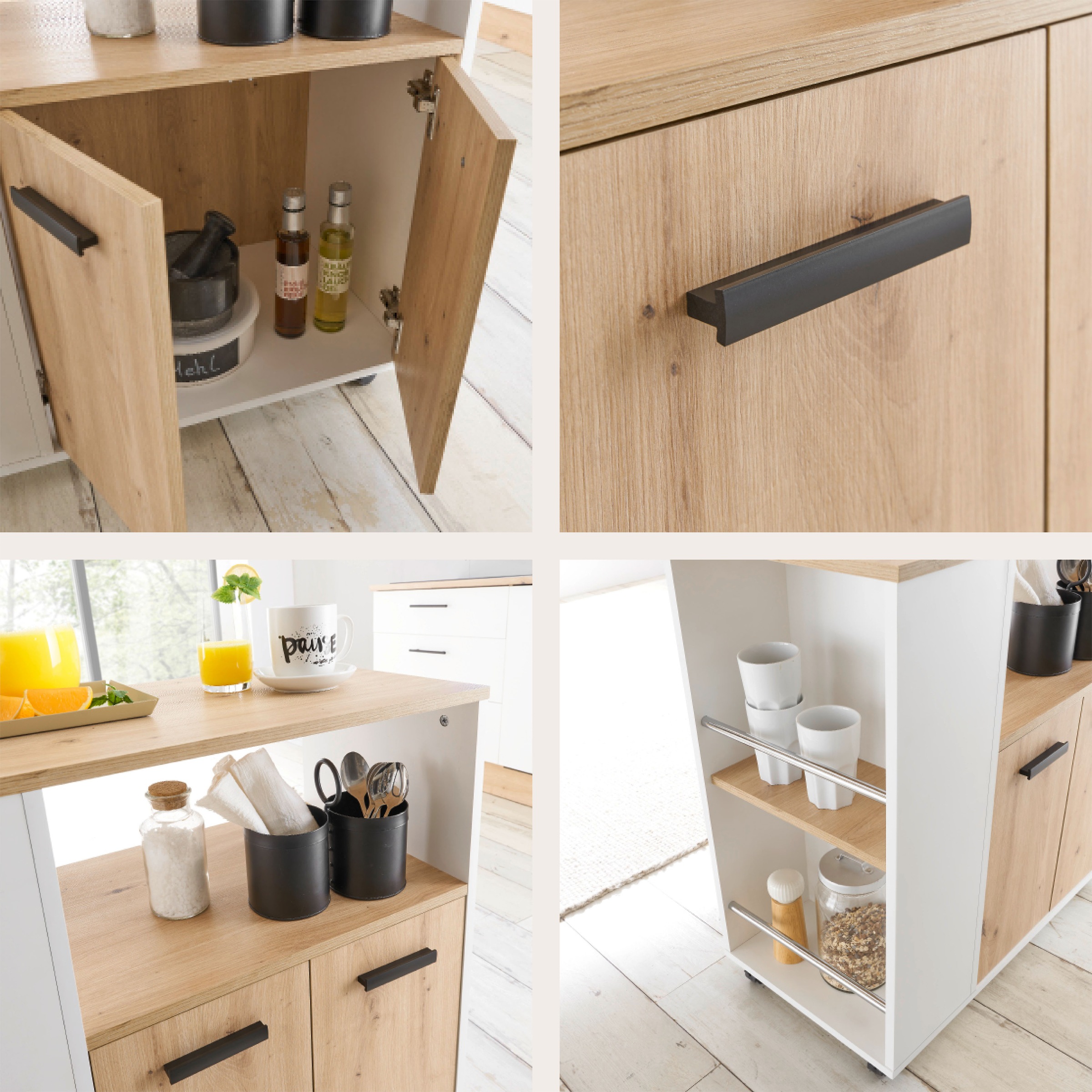 BASIC by Balculina Küchenwagen »Bartender,Rollwagen,Küchenwagen,Servierwagen« 1 Stk. tlg. Breite 75 cm, auf 4 Rollen, diverse Ablagen