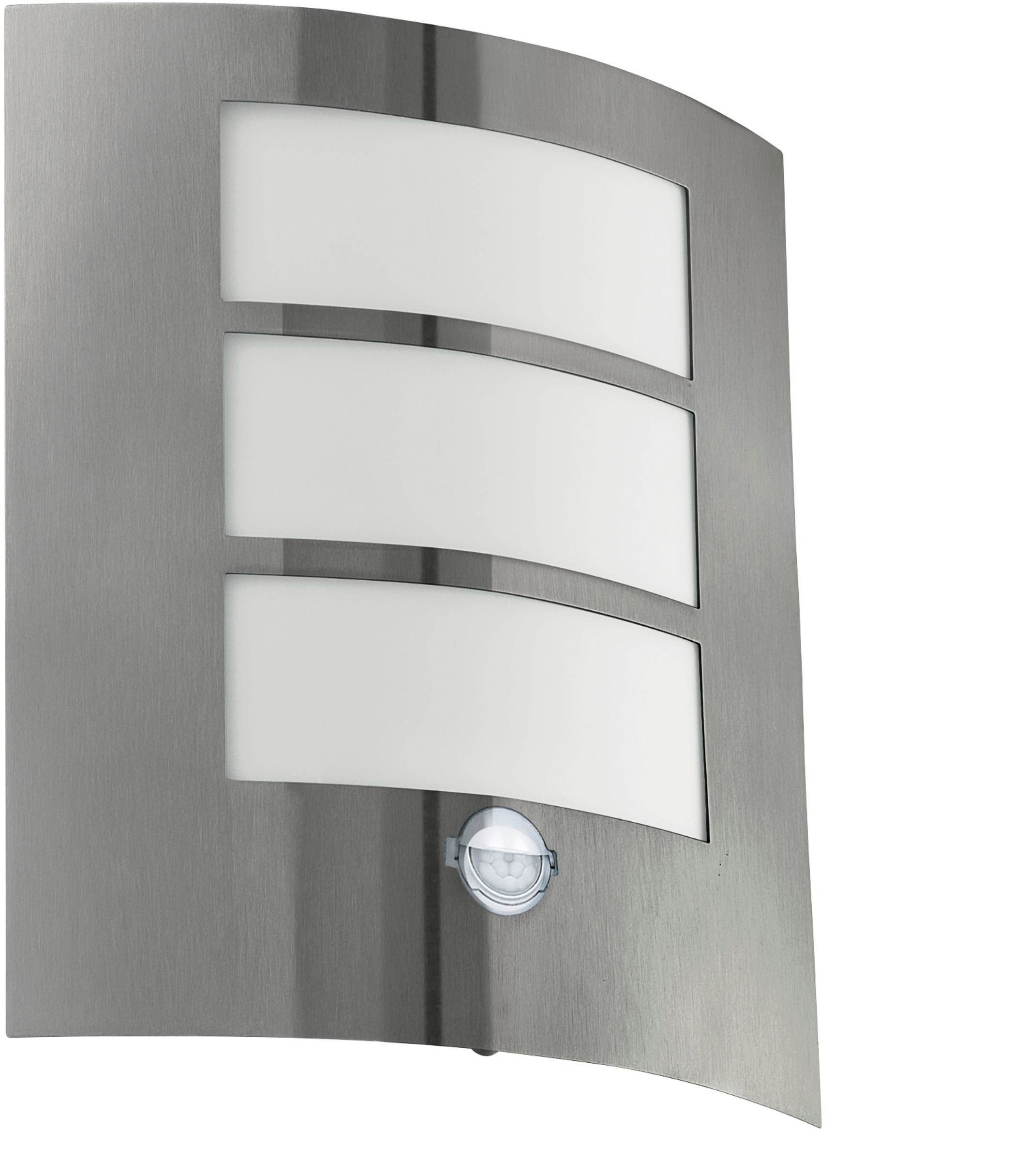 EGLO Wandleuchte »City Wandlampe, Außenlampe, Edelstahl und Kunststoff, E27, IP44, Lampe« E27 1 Stk. Wand-/Deckenleuchte - L23,5 x H26 x AL9 cm - edelstahl - 1X60W exkl.