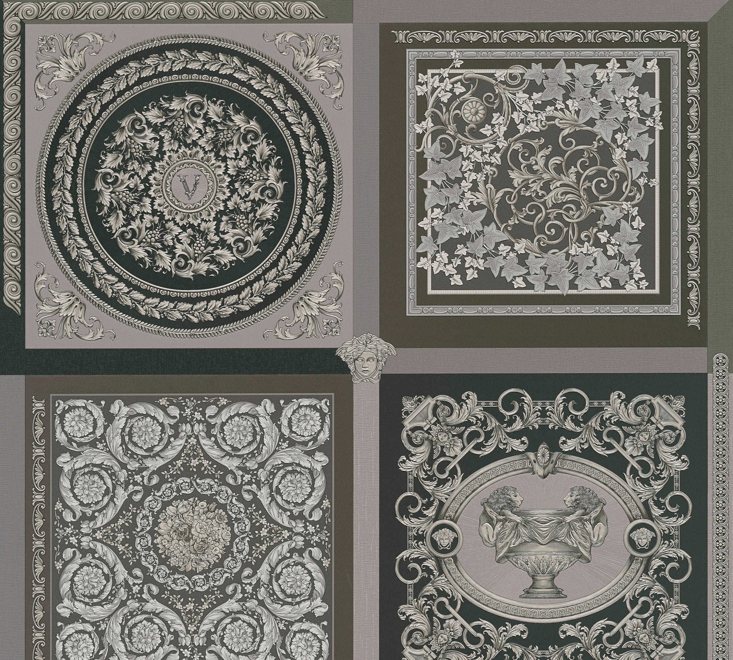 Versace Vliestapete "Wallpaper Versace 5 Design Patchwork" abstrakt gemustert leicht glänzend leicht strukturiert auffallende Fliesen-Tapete Tapeten Wohnzimmer Schlafzimmer Küche Optik