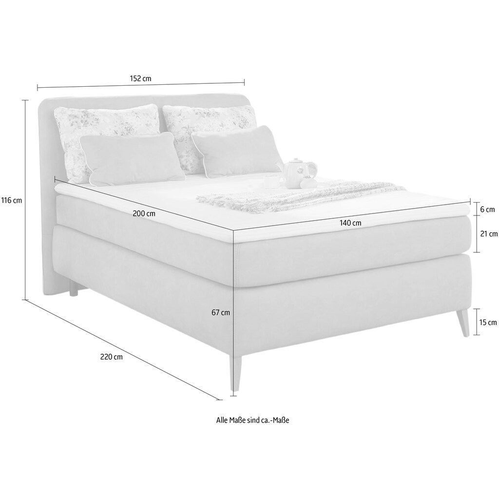 Jockenhöfer Gruppe Boxspringbett »Rosalie«, inkl. 7-Zonen-Tonnentaschen-Federkernmatratze in H3, Kaltschaumtopper