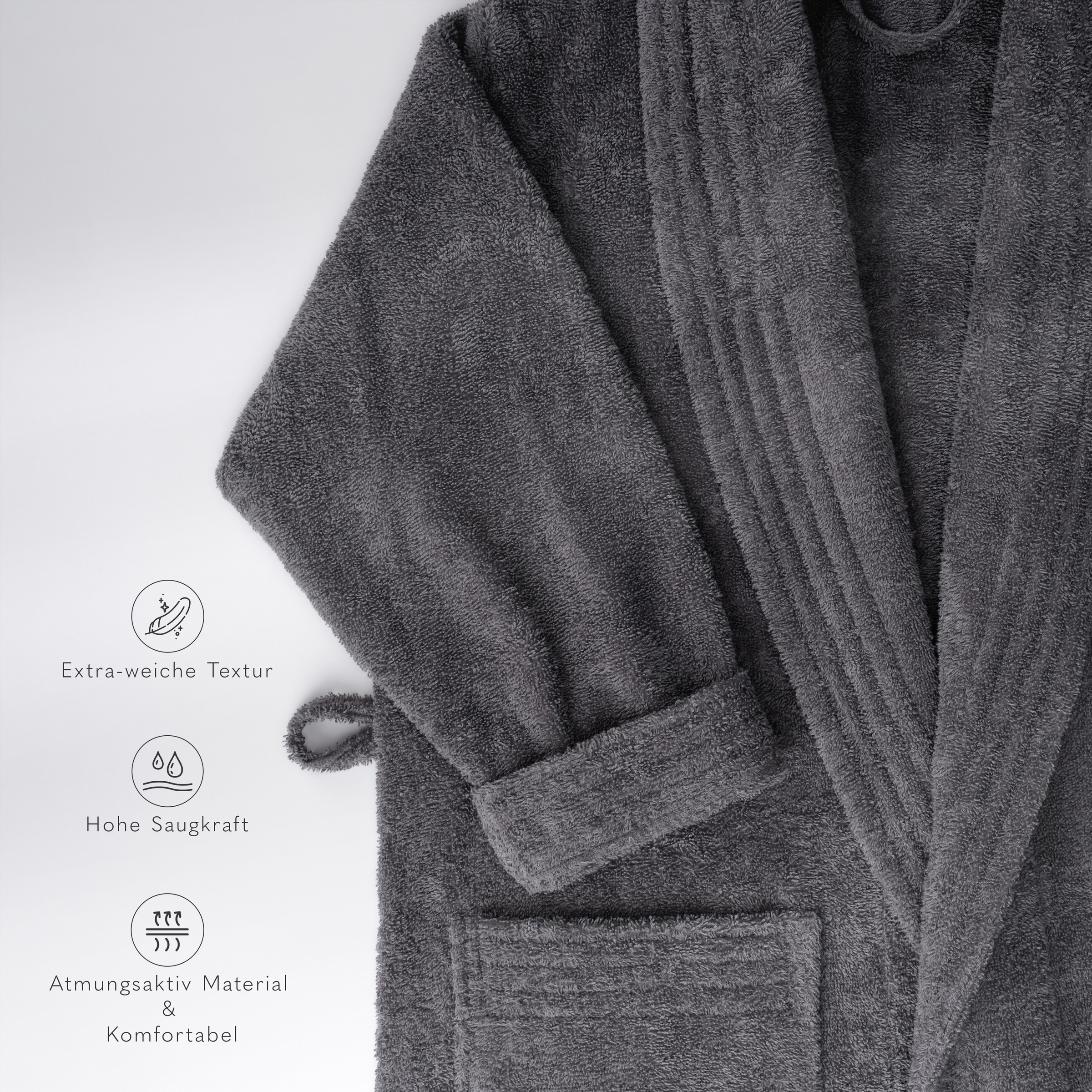 HAMMETEX Damenbademantel »Ren, 100% Baumwolle« 380 g/m² Frottee Bademantel mit Taschen – Saugfähig & Weich