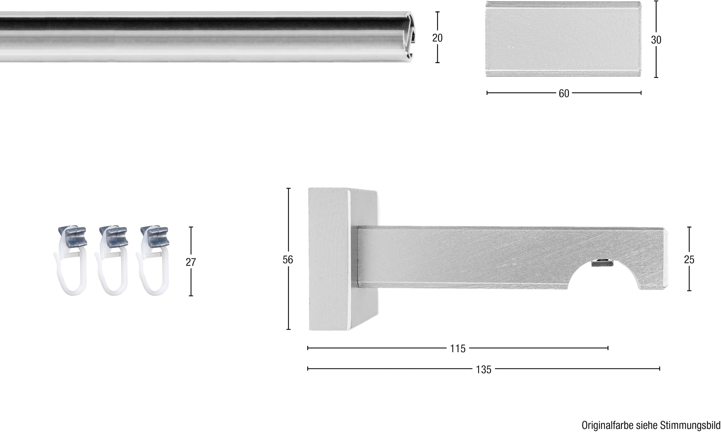 GARESA Gardinenschiene »Cubus, Quader Innenlauf«, 1 läufig-läufig, Wunschmaßlänge, Innenlauf-Vorhanggarnitur, verlängerbar, Holz-Aluminium