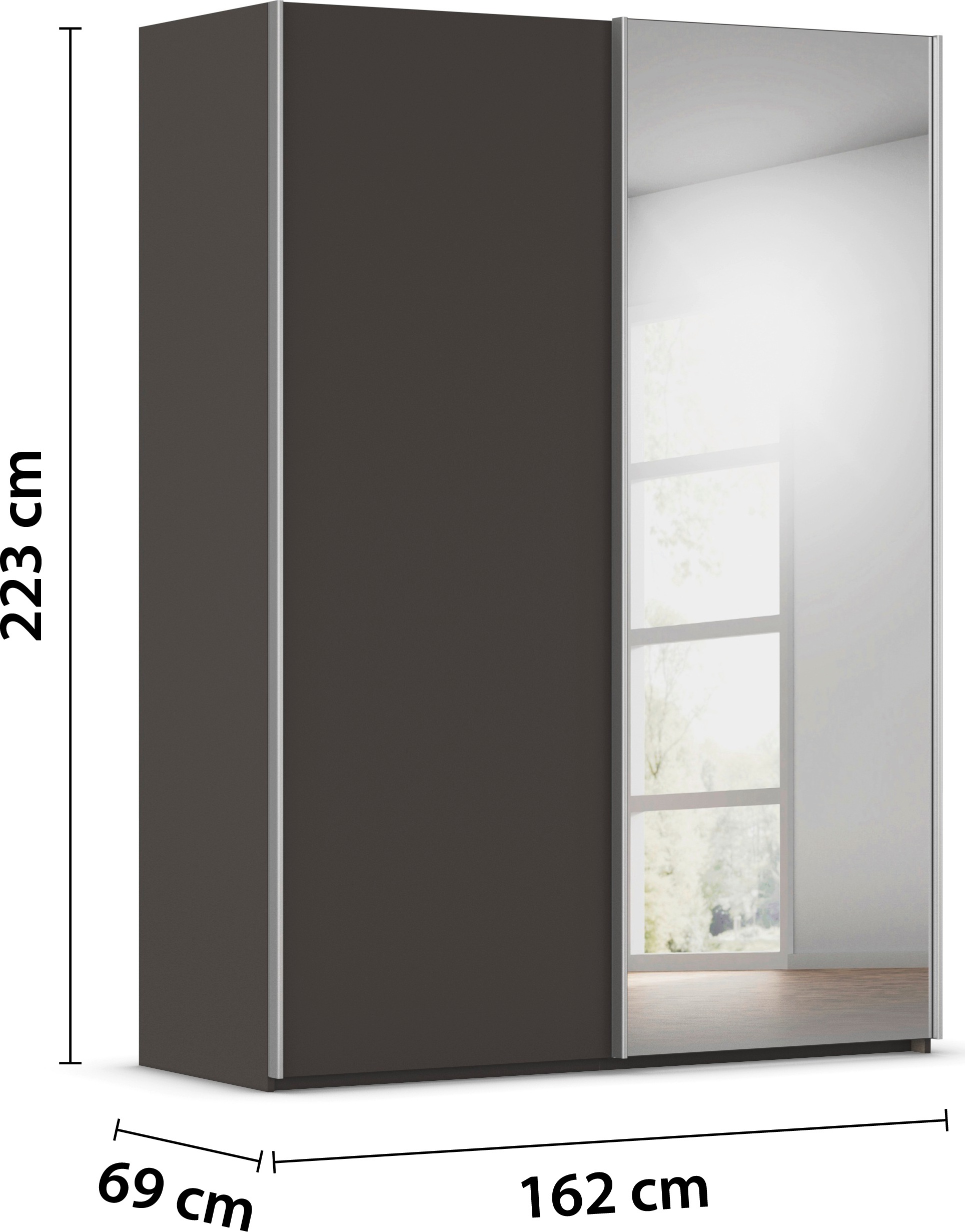 rauch Kleiderschrank »Schwebetürenschrank Schrank Garderobe Ankleide Schlafzimmer TARO« in 3 verschiedenen Ausstattungen BASIC/CLASSIC/PREMIUM (SOFT-CLOSE),  4 Breiten, optional Passepartout mit/ohne Beleuchtung MADE IN GERMANY