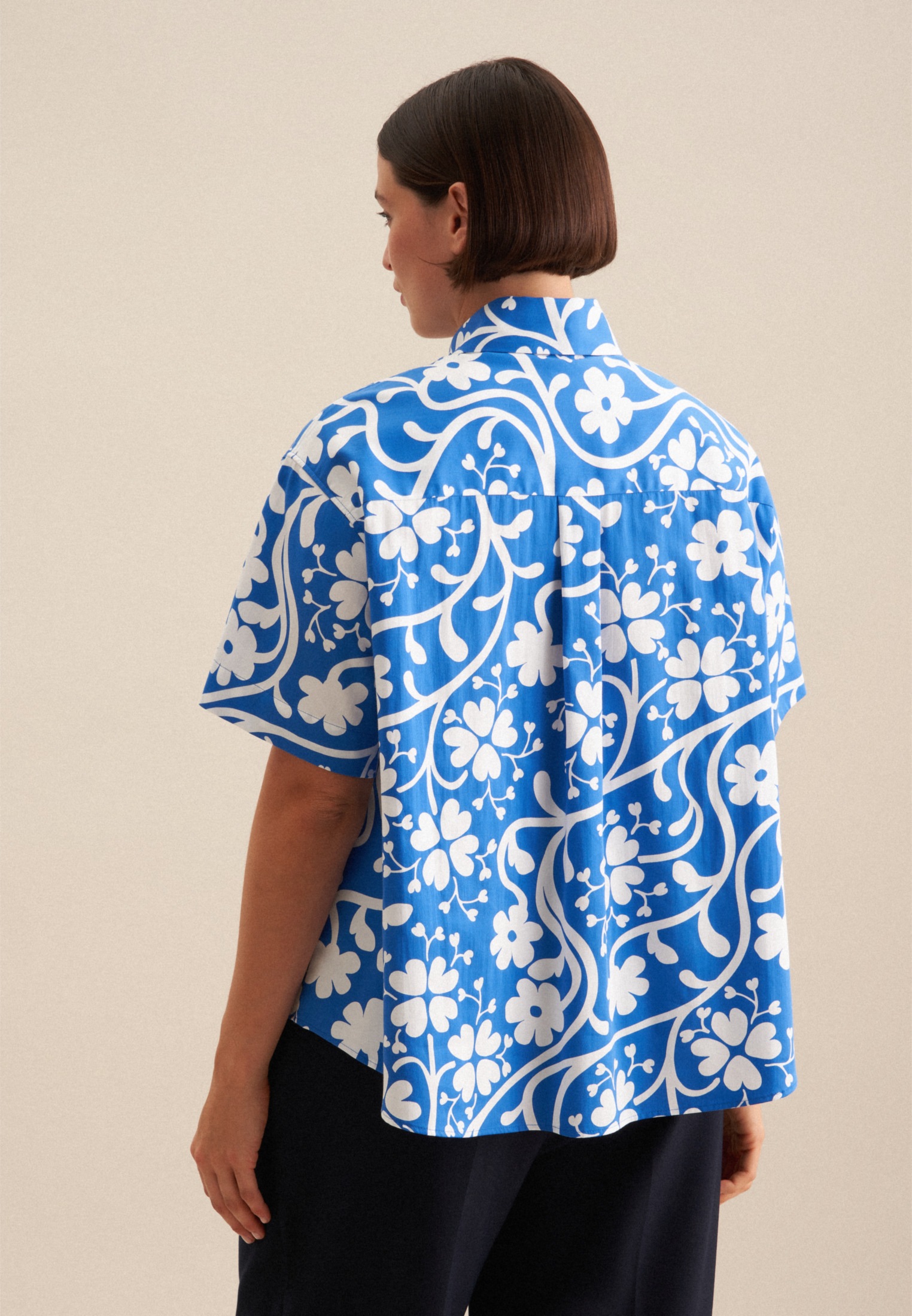 seidensticker Hemdbluse "Schwarze Rose" 1/2 Kragen Druck günstig online kaufen