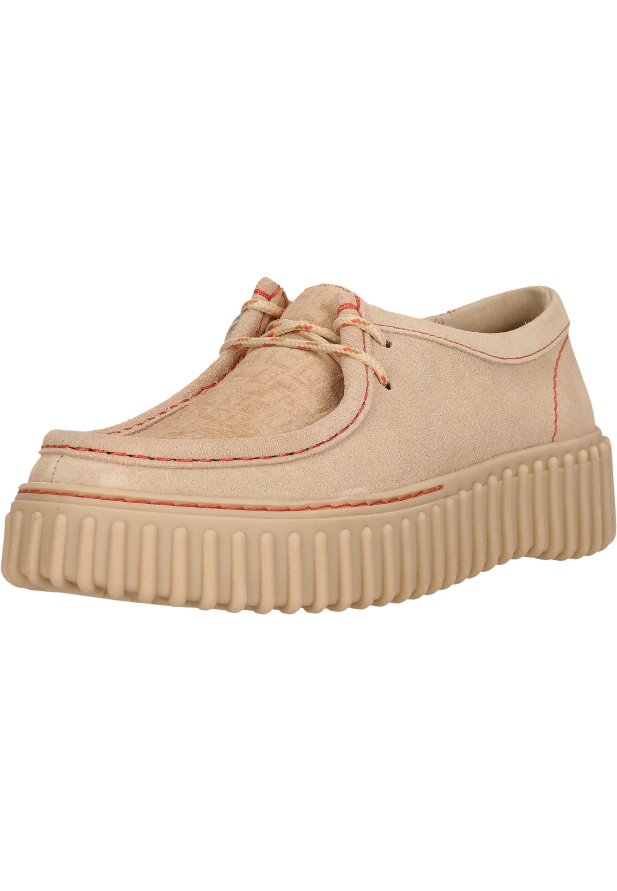 CLARKS Damen Schnürschuh "Torhill Bee", Gr. 41,5, beige, Leder, Schuhe, mit markanter Ripp-Sohle