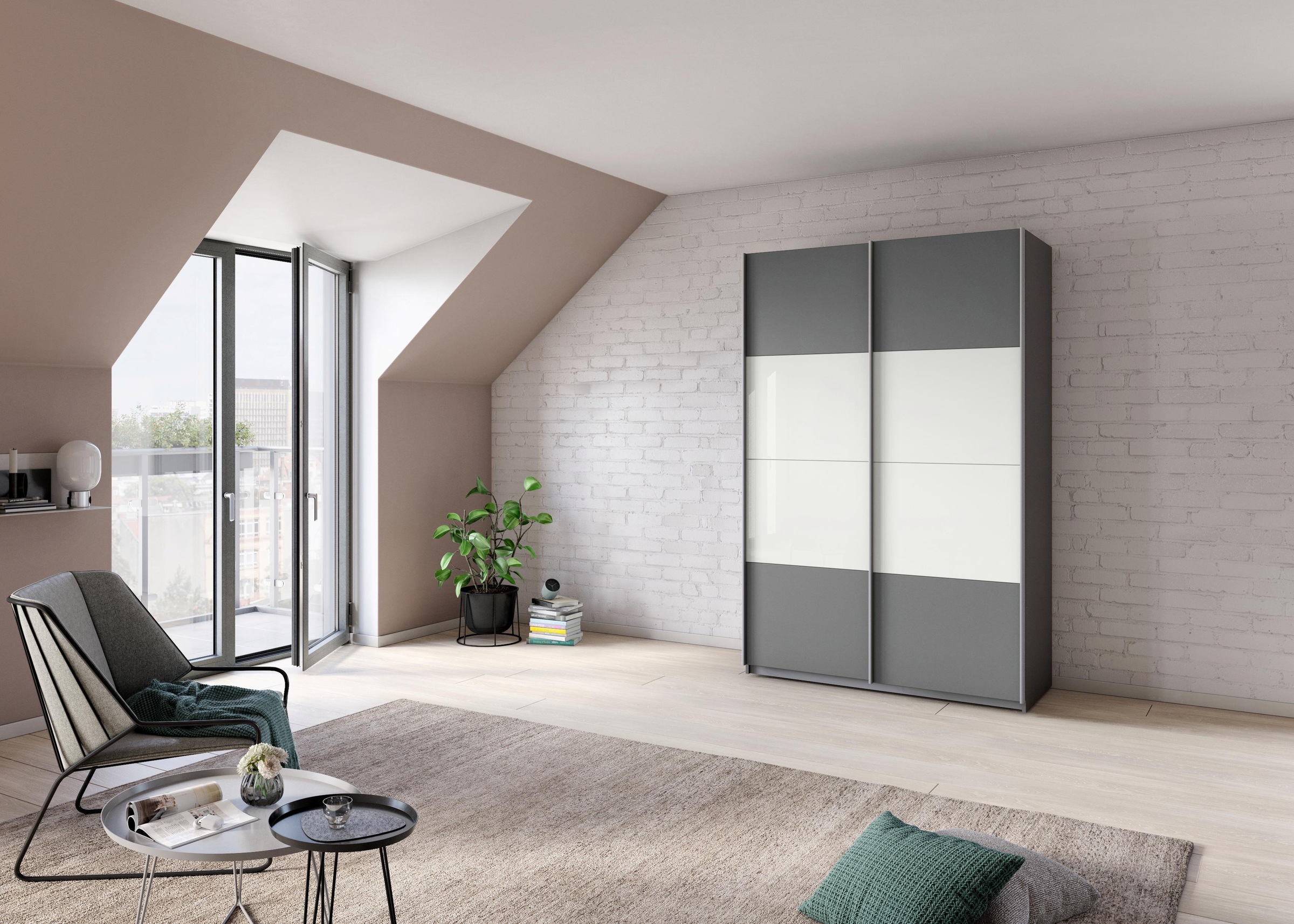 rauch Schwebetürenschrank »Quadra Bestseller Schlafzimmerschrank in vielen Breiten«, Kleiderschrank Garderobenschrank Schrank mit Glaselementen